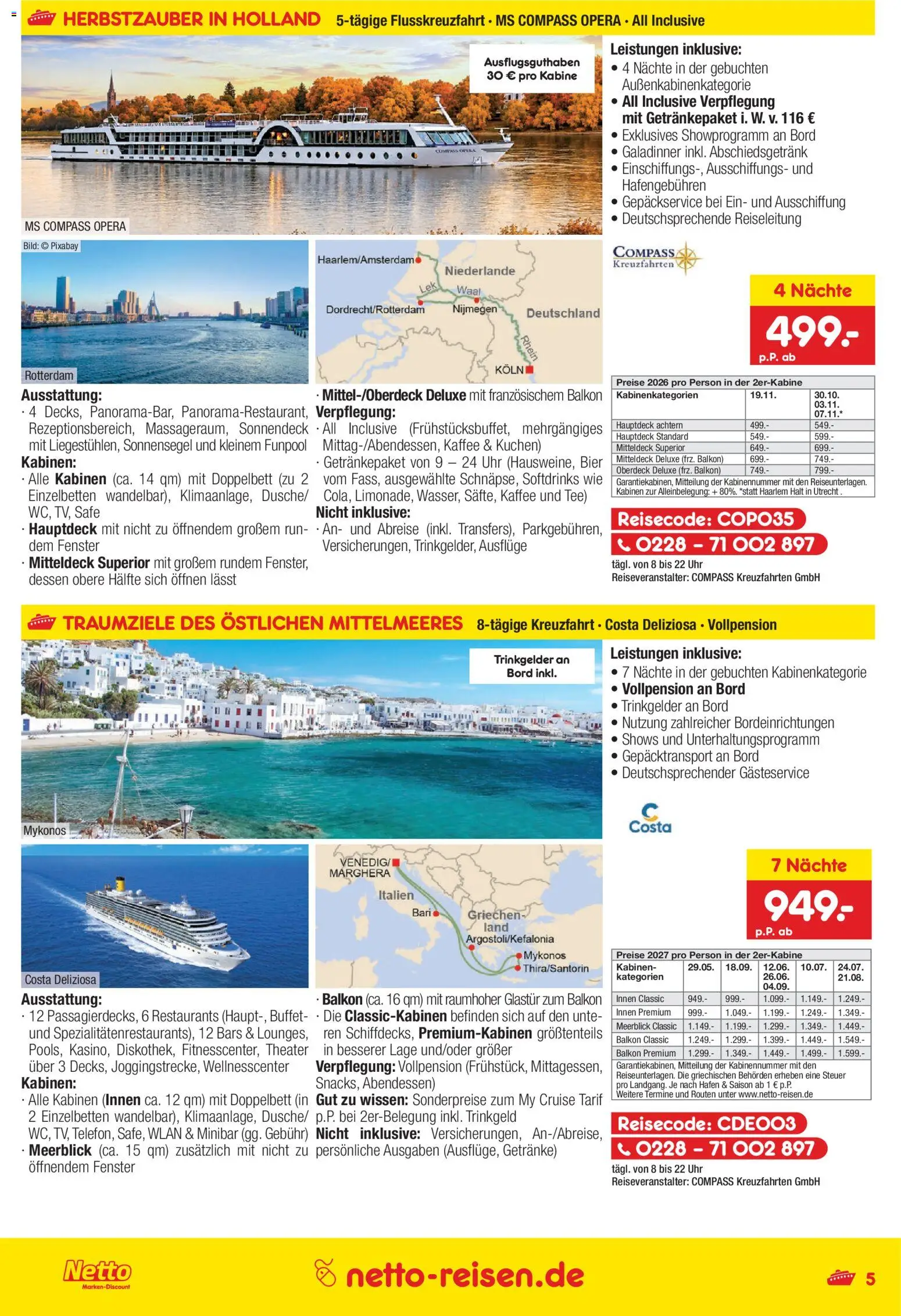 Netto Reisen Prospekt – gültig ab 01.10.2026 | Seite: 5 | Produkte: Bier, Doppelbett, Tee, Kuchen