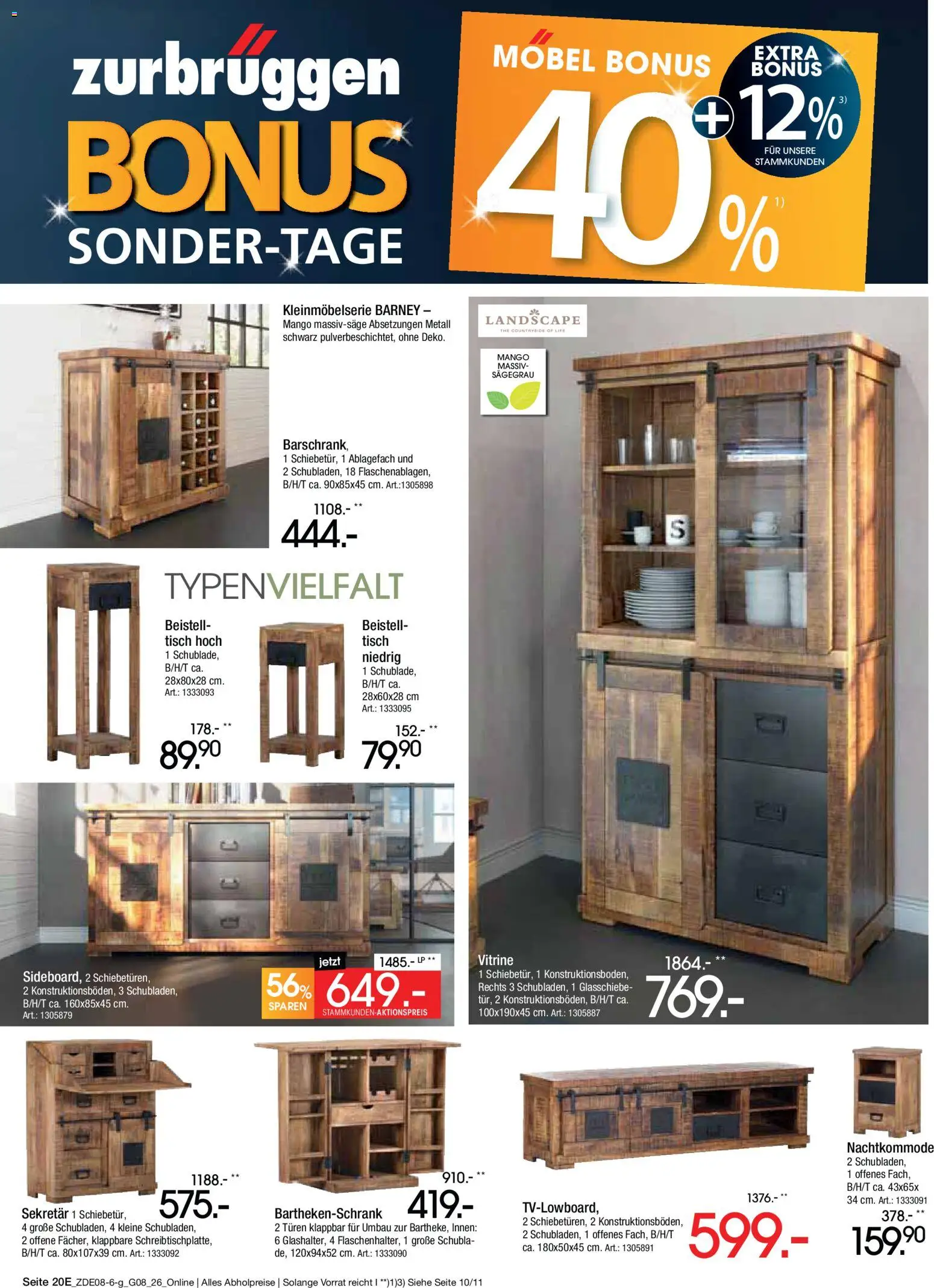 Zurbrüggen Bonus sonder-tage – gültig ab 31.07.2026 | Seite: 38 | Produkte: Vitrine, Tisch, Mango