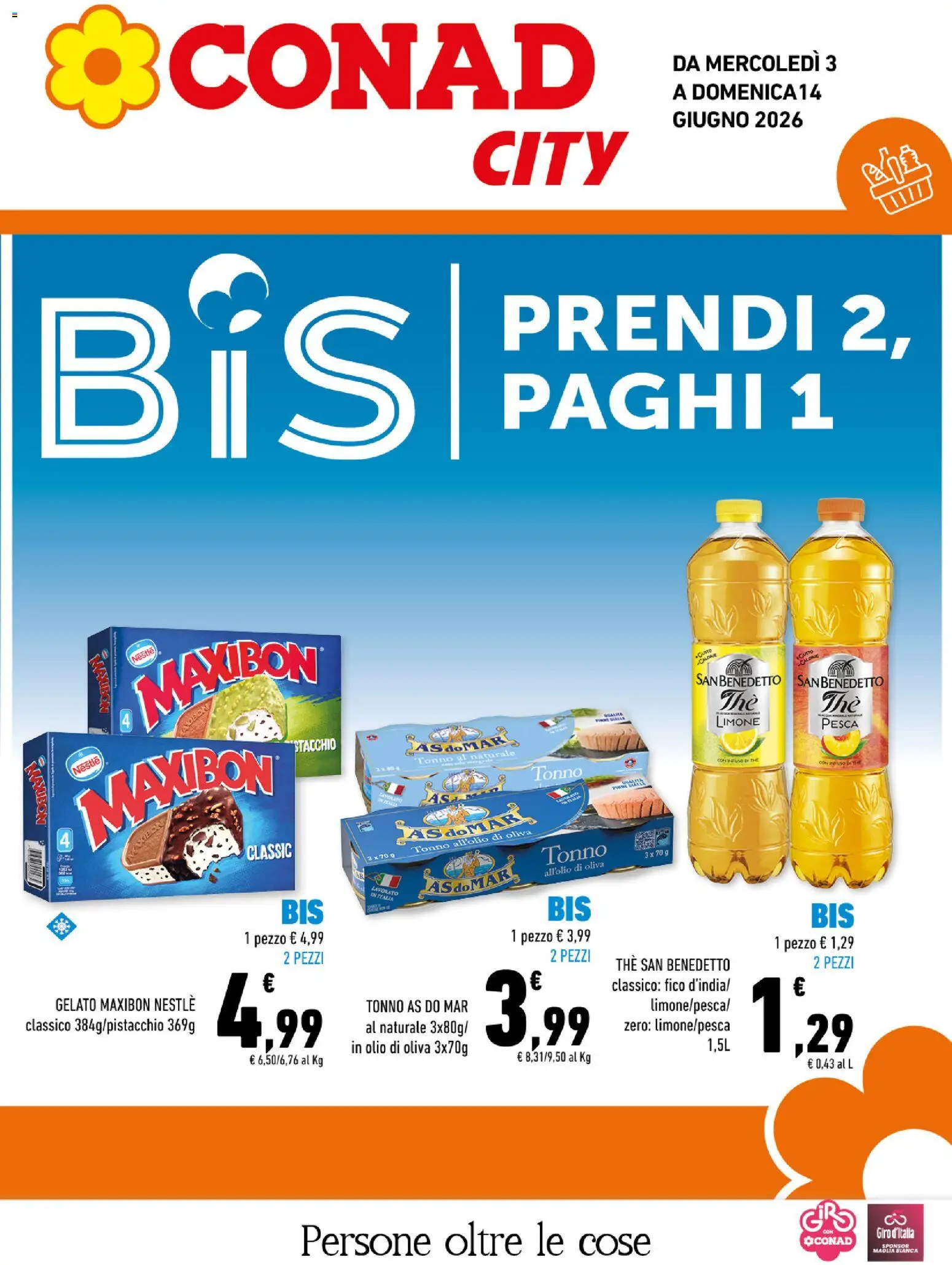 Volantino Conad del 03.06.2026 | Pagina: 1 | Prodotti: Gelato, Limone, Tonno, Olio di Oliva