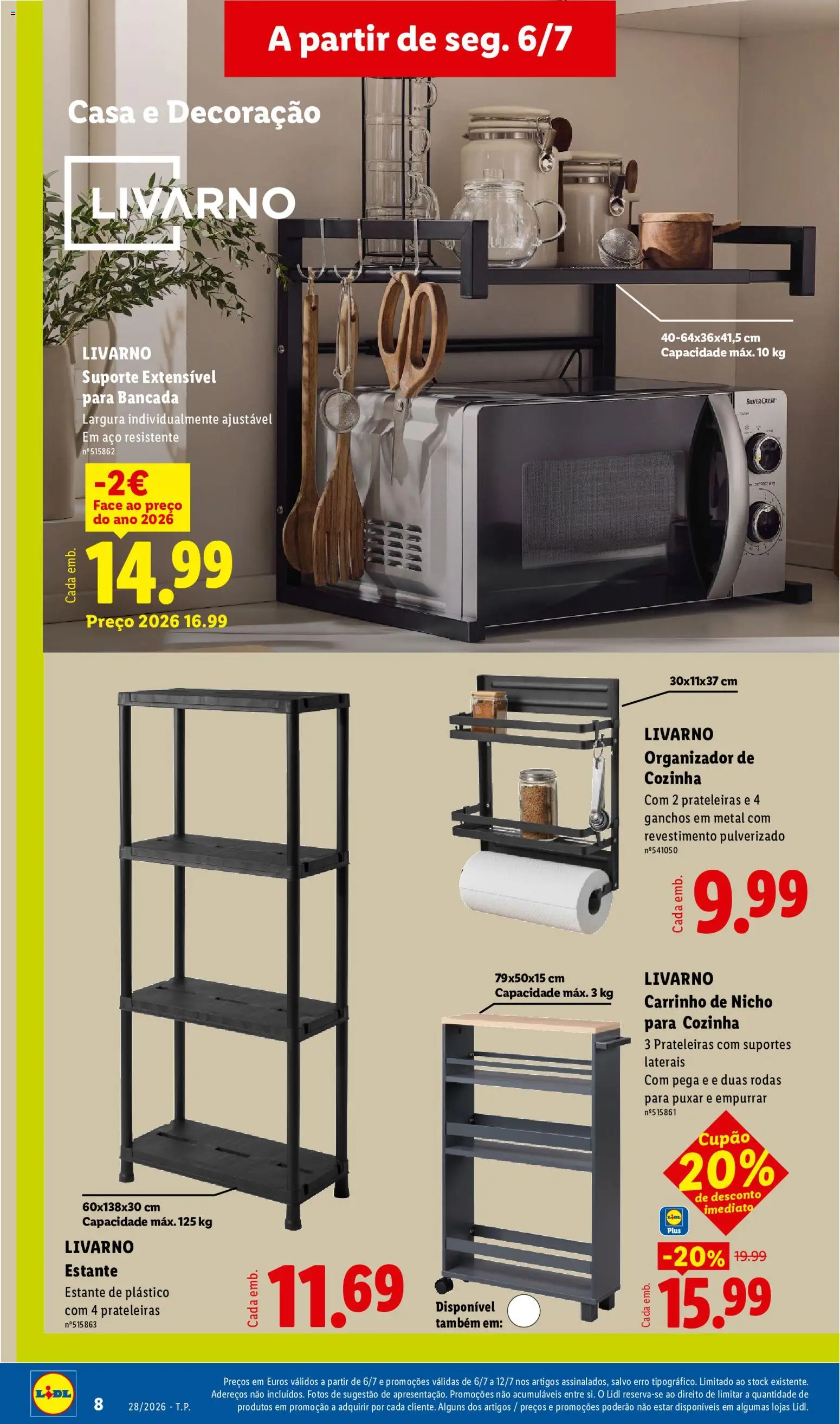 Lidl Novidades │ válido de 06/07/2026 | Página: 8 | Produtos: Bancada, Organizador