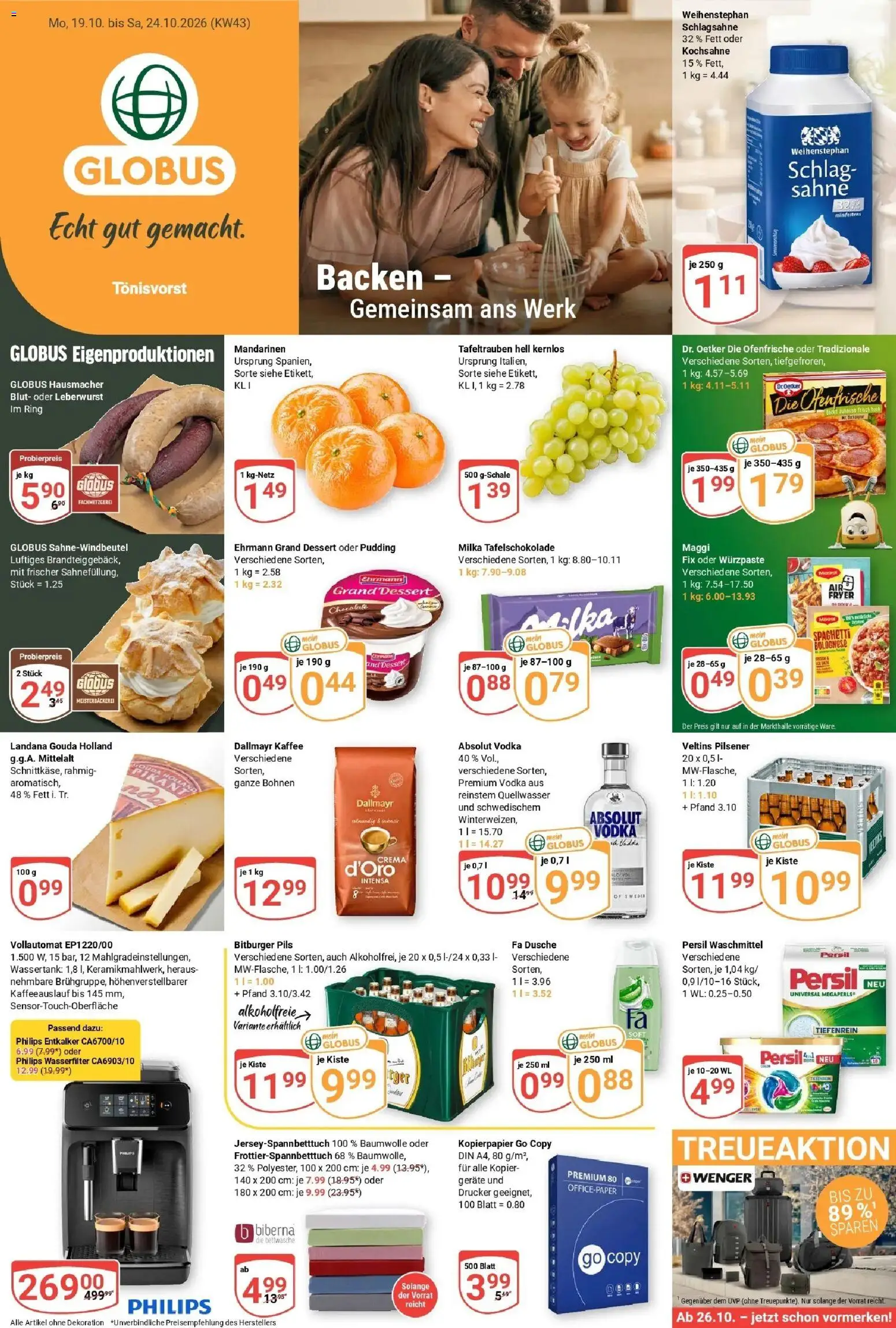 Globus Prospekt Tönisvorst (ab 19.10.2026) » Angebote online | Seite: 1 | Produkte: Bettwäsche, Dusche, Mandarinen, Waschmittel