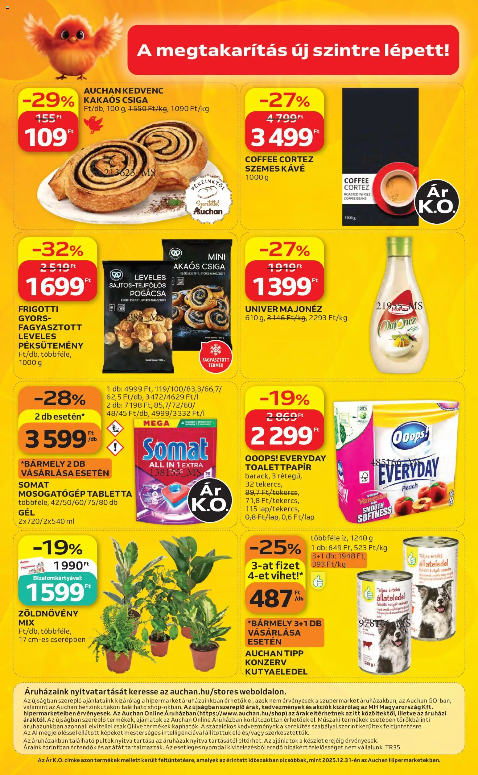 Auchan akciós ujság - amely érvényes a következő dátumtól: 2026.08.27. | Oldal: 56 | Termékek: Kutyaeledel, Univer, Kakaós csiga, Csiga