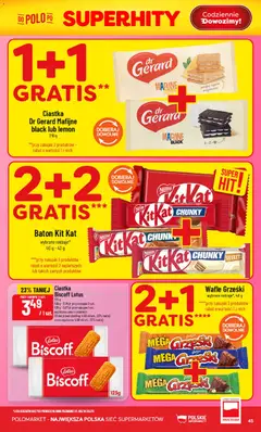 Pogląd oferty "POLOmarket gazetka" - ważna od 05.08.2026 | Strona: 45 | Produkty: Wafle, Baton, Ciastka