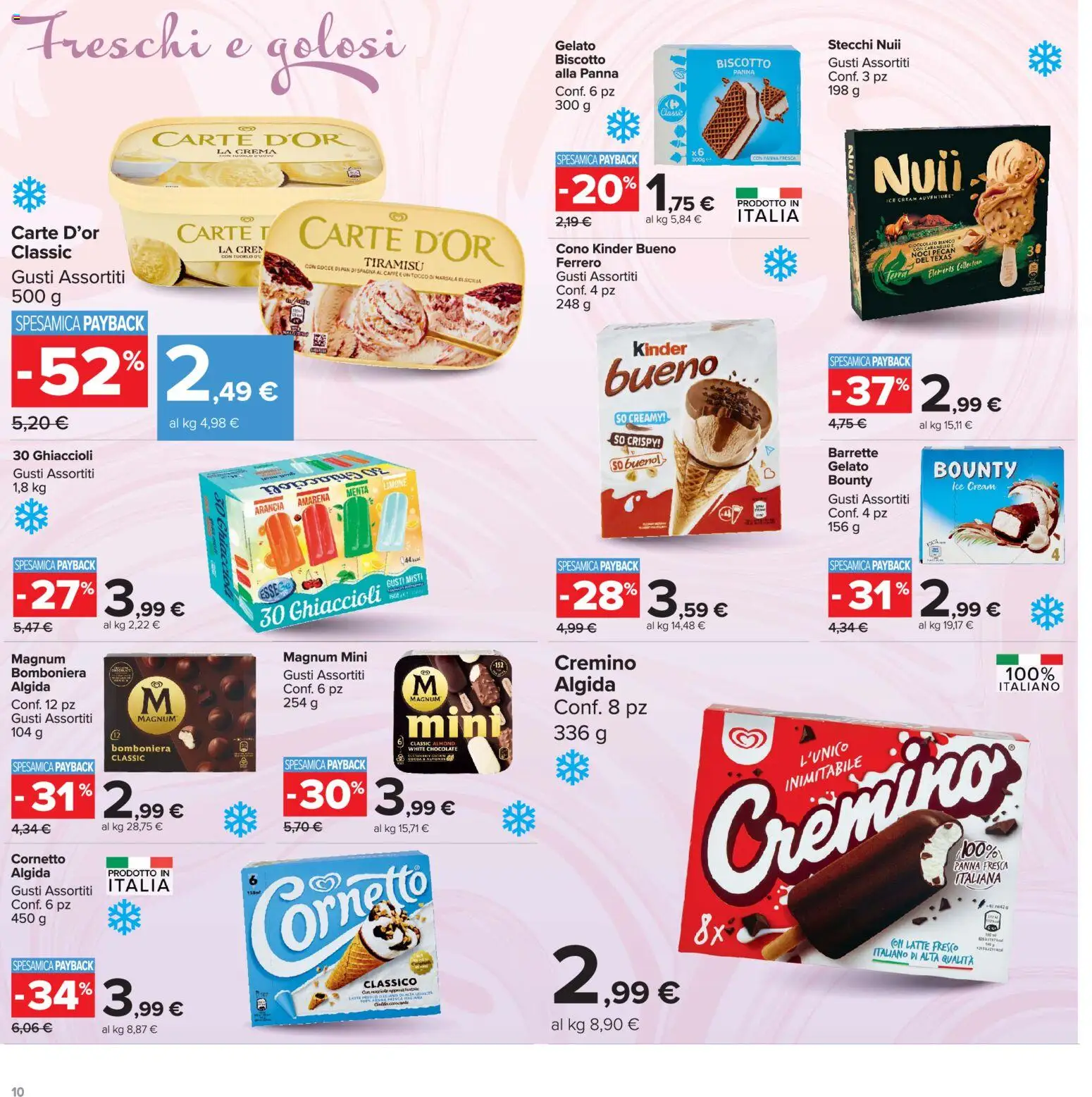 Volantino Carrefour del 13/07/2026 | Pagina: 10 | Prodotti: Crema, Cornetto, Panna, Latte