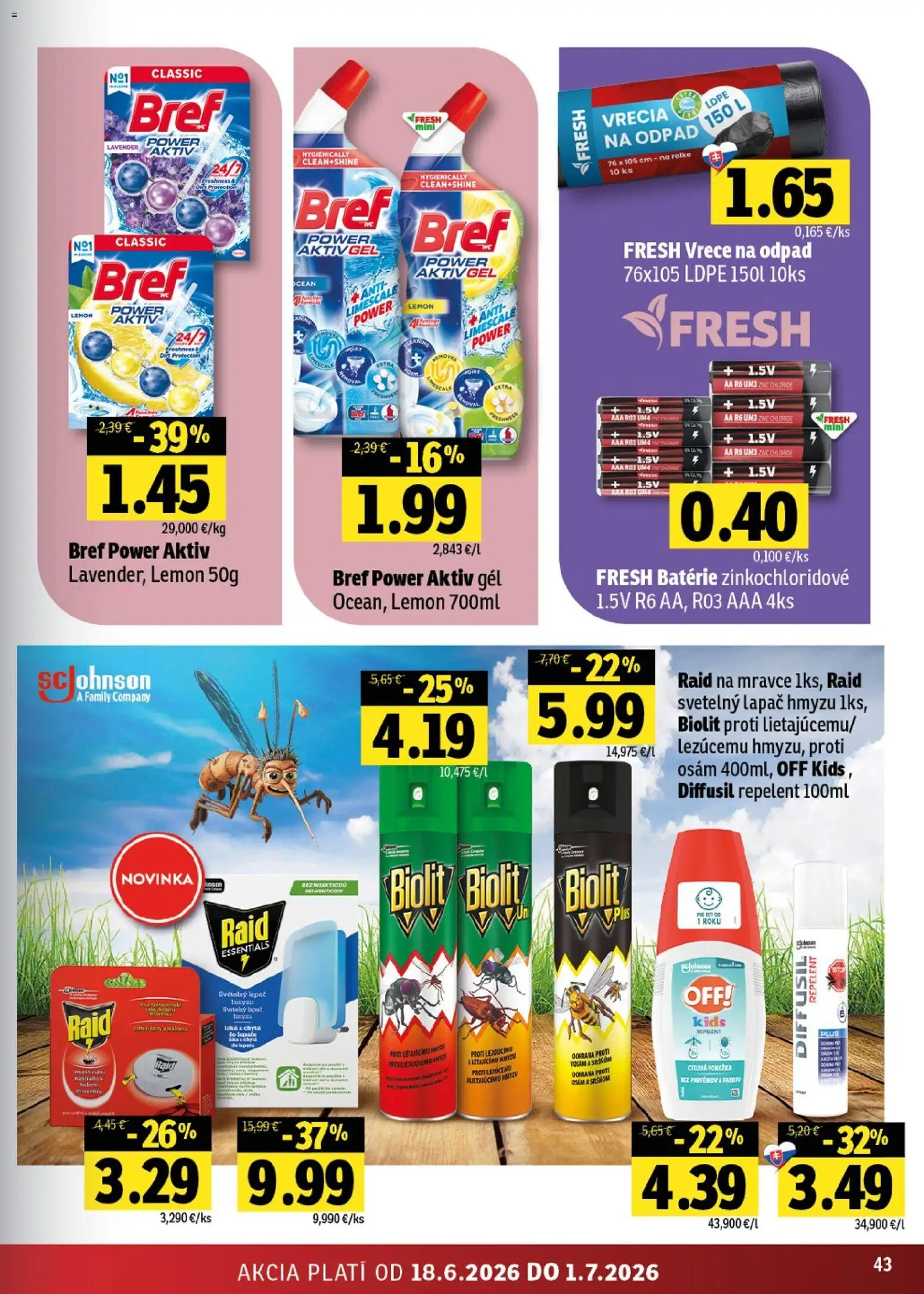 Nové Fresh akcie – leták je platný od 18.06.2026 | Strana: 43 | Produkty: Raid