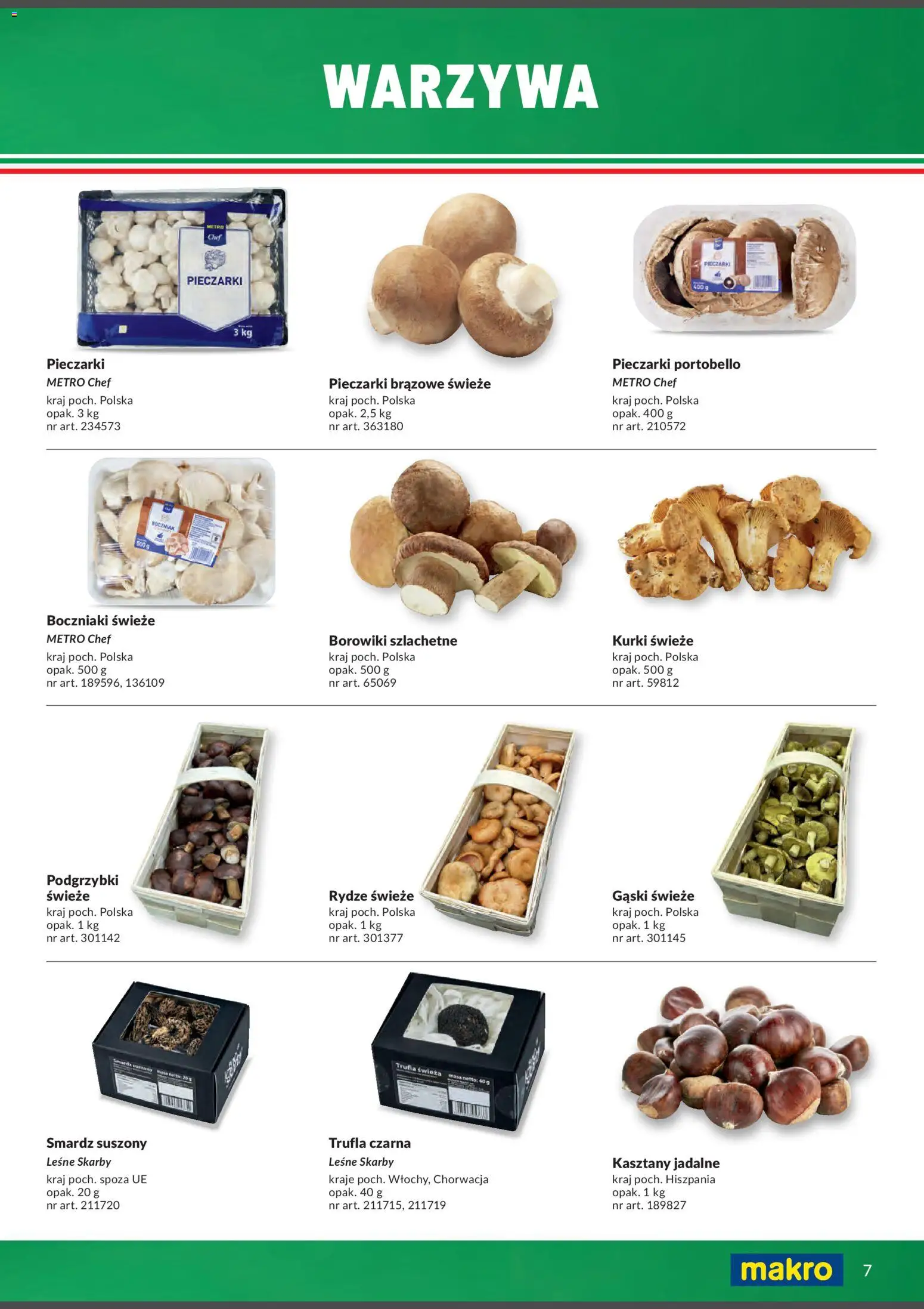 Makro Gazetka - Italia od 01.02.2026 | Strona: 7 | Produkty: Kurki, Boczniaki, Kasztany jadalne, Warzywa
