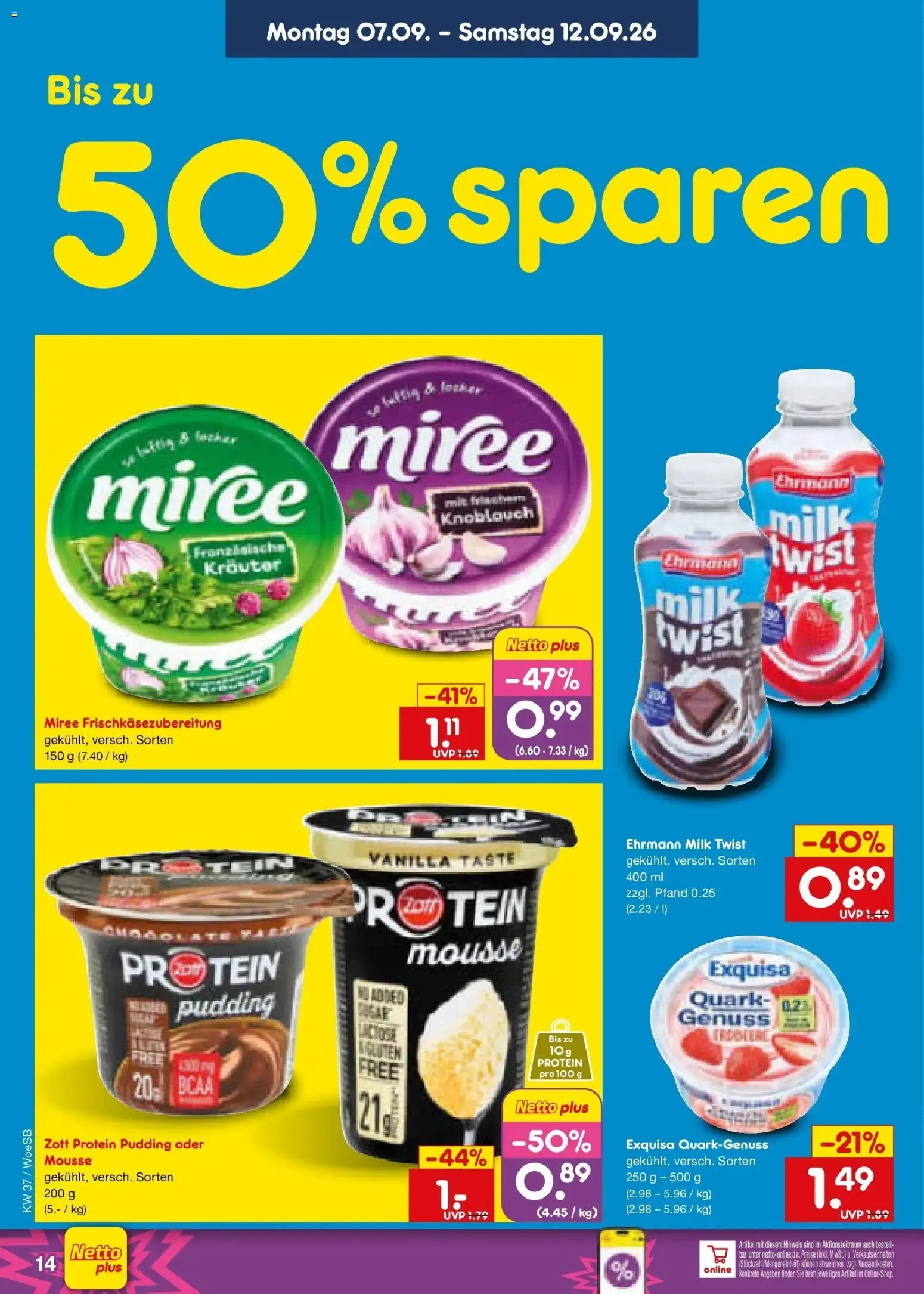 Netto Marken-Discount Prospekt Leonberg – gültig ab 07.09.2026 | Seite: 20 | Produkte: Quark, Pudding, Exquisa, Knoblauch