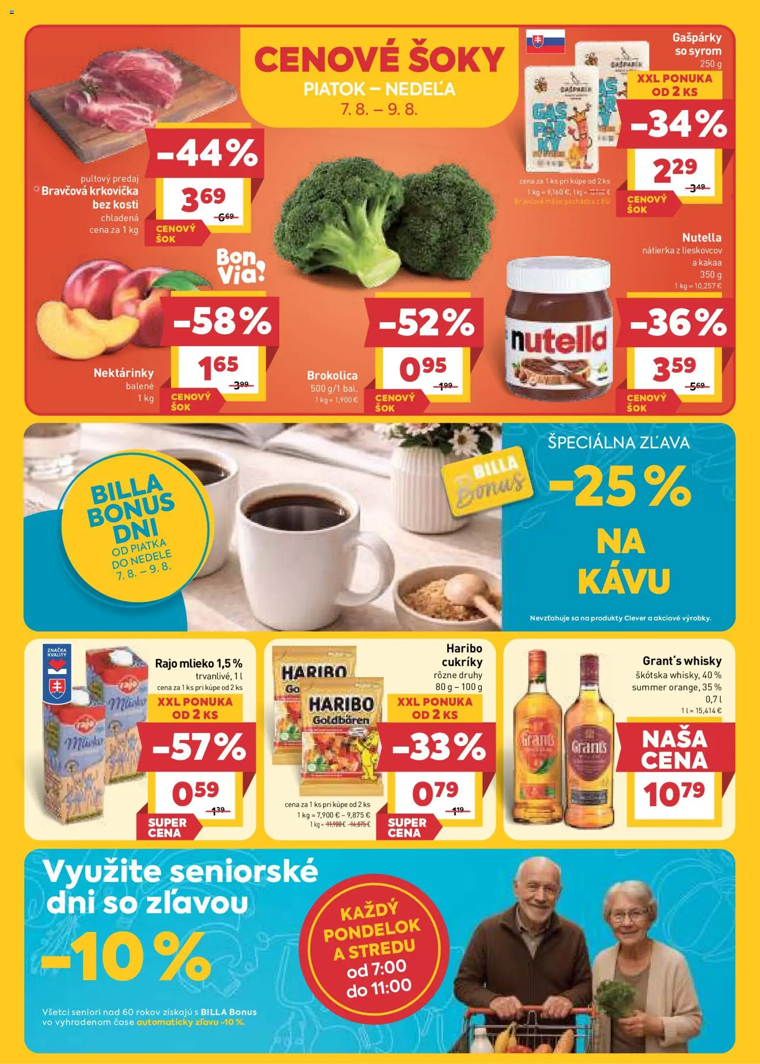 Nové Billa akcie – leták je platný od 05.08.2026 | Strana: 24 | Produkty: Mlieko, Nátierka, Krkovička, Cukríky