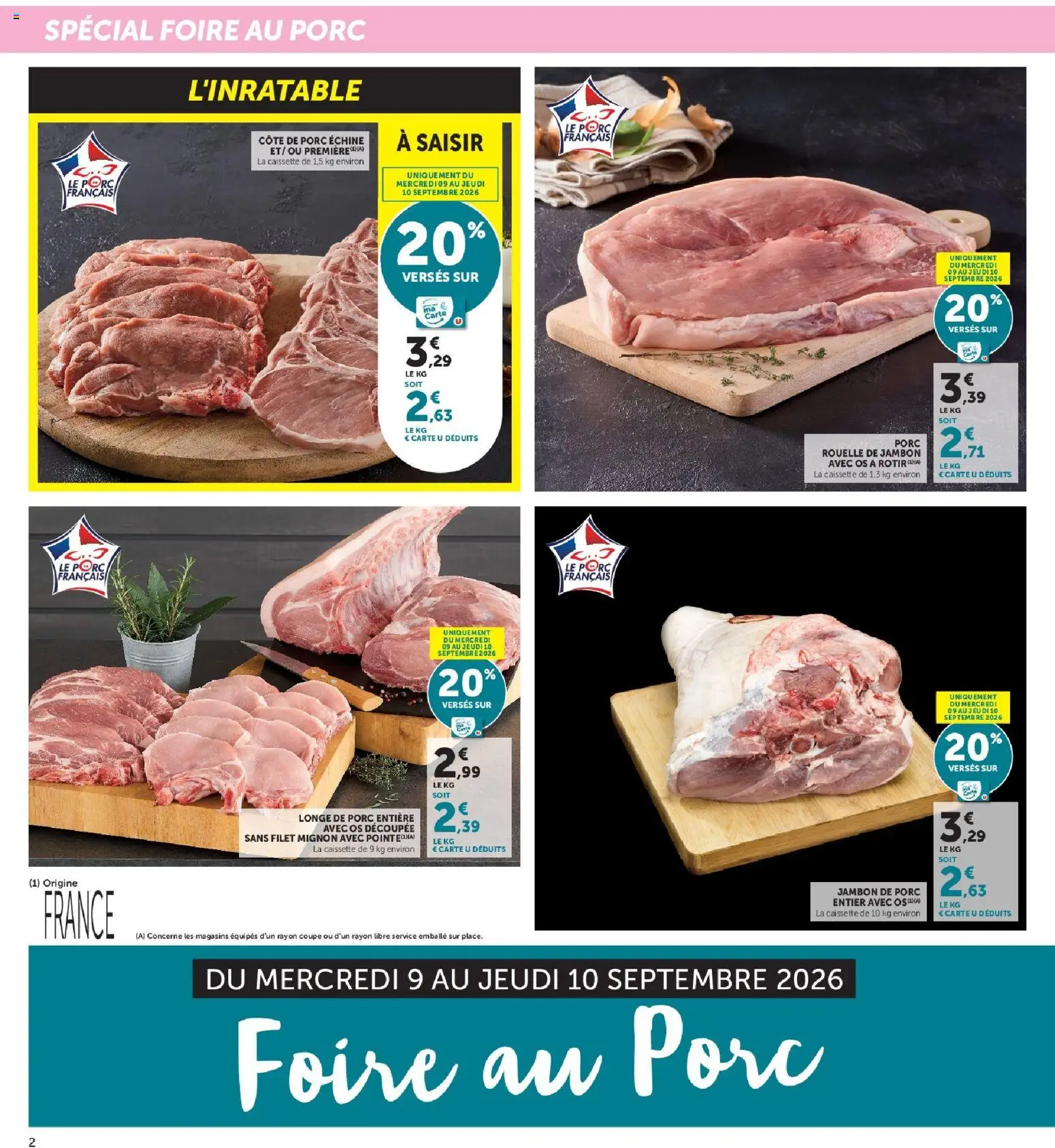 {H1} | Page: 2 | Produits: Porc rouelle de jambon, Longe de porc, Porc, Foire au porc