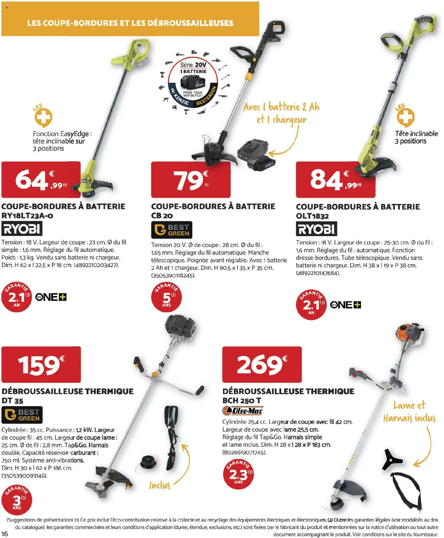 {H1} | Page: 16 | Produits: Poids, Débroussailleuse, Ryobi, Batterie