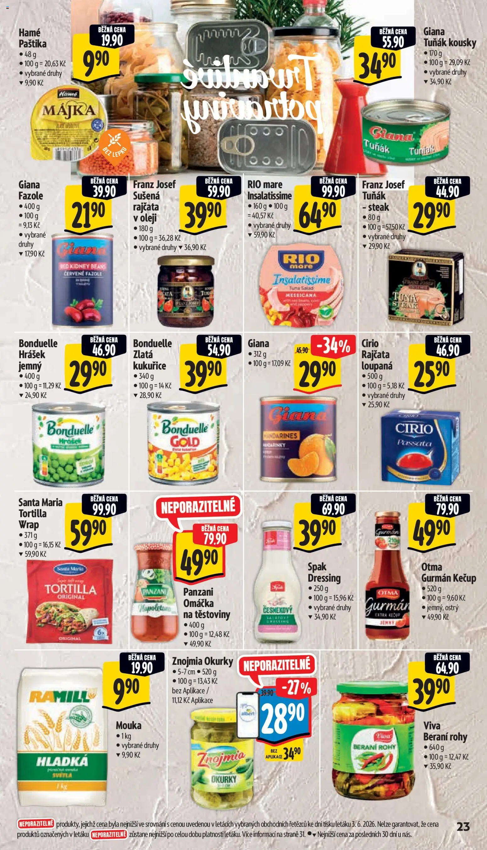 Albert leták - Hypermarket od 10.06.2026 | Strana: 33 | Produkty: Tuňák, Těstoviny, Okurky, Mouka