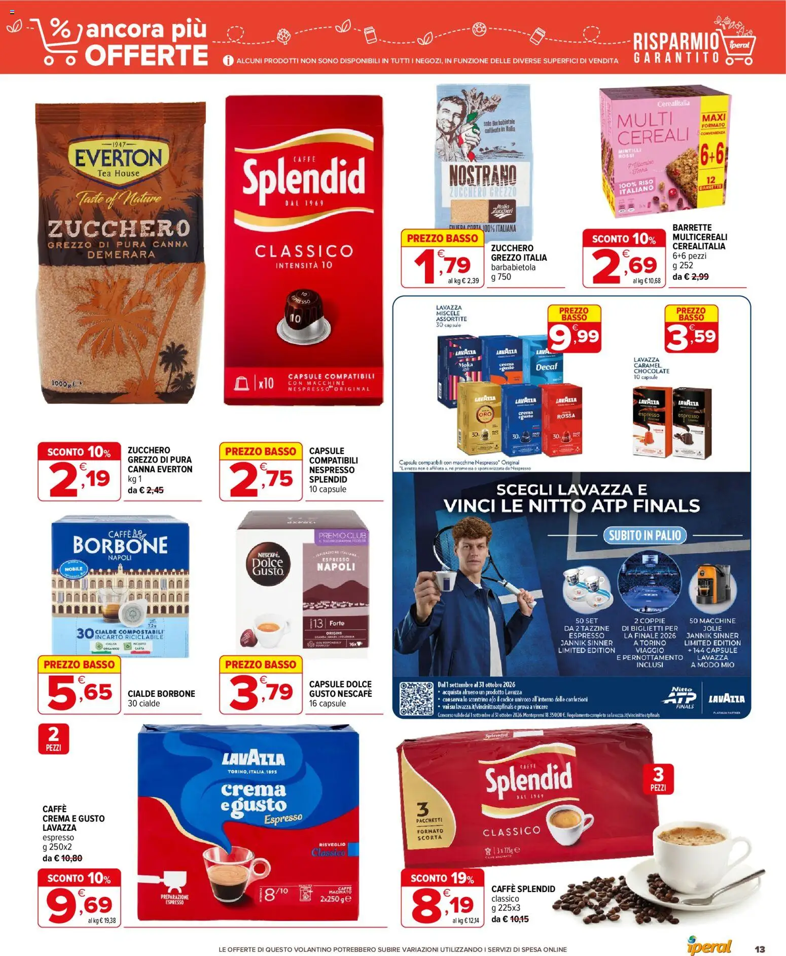 Volantino Iperal del 16/09/2026 | Pagina: 13 | Prodotti: Riso, Nescafé, Cialde borbone, Macinato