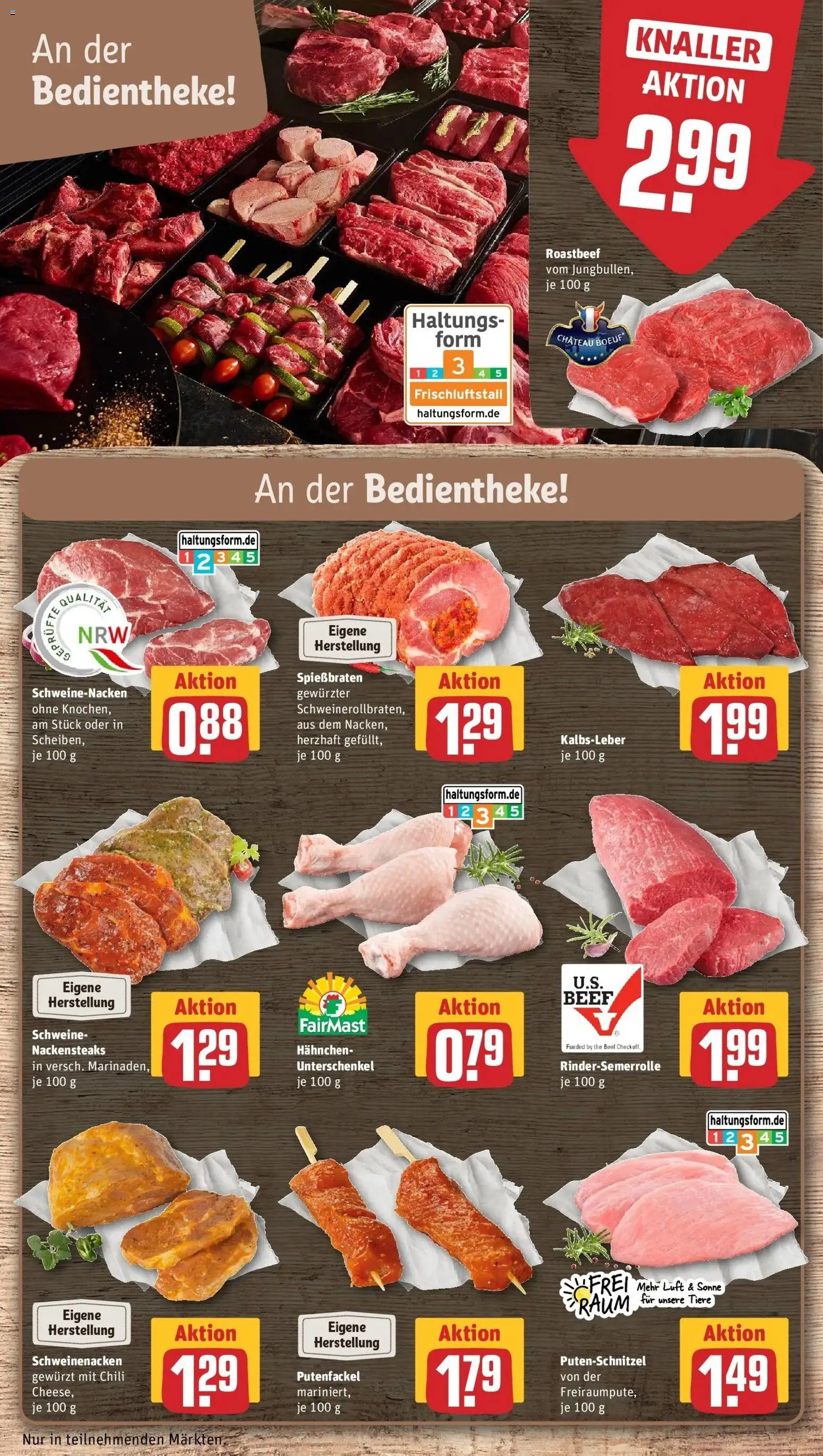 Rewe Prospekt Nettetal / Kaldenkirchen – gültig ab 01.06.2026 | Seite: 8 | Produkte: Hahnchen, Roastbeef, Kalbsleber, Putenschnitzel