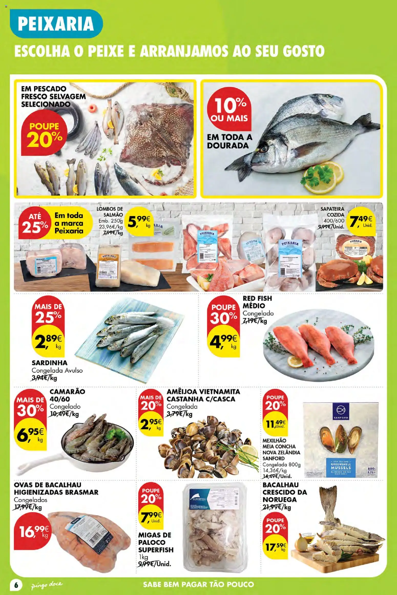 Pingo Doce Poupe Esta Semana Açores │ válido de 09/07/2026 | Página: 6 | Produtos: Dourada, Bacalhau, Camarão, Sapateira