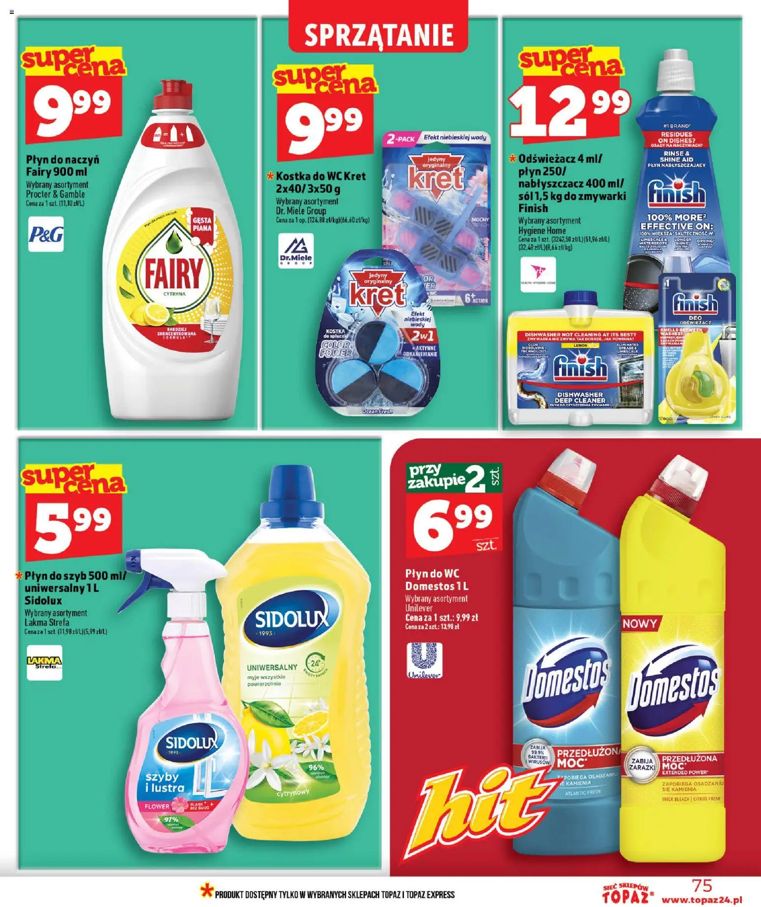 Topaz gazetka - Ceny małe na stałe od 18.06.2026 | Strona: 75 | Produkty: Cytryna, Odświeżacz, Warka, Finish