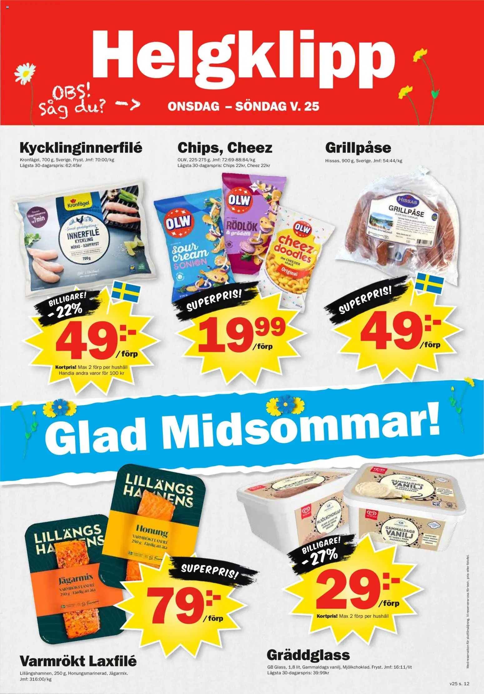 Pekås reklamblad aktuell från 15.06.2026 | Sida: 12 | Produkter: Såg, Chips, Rödlök