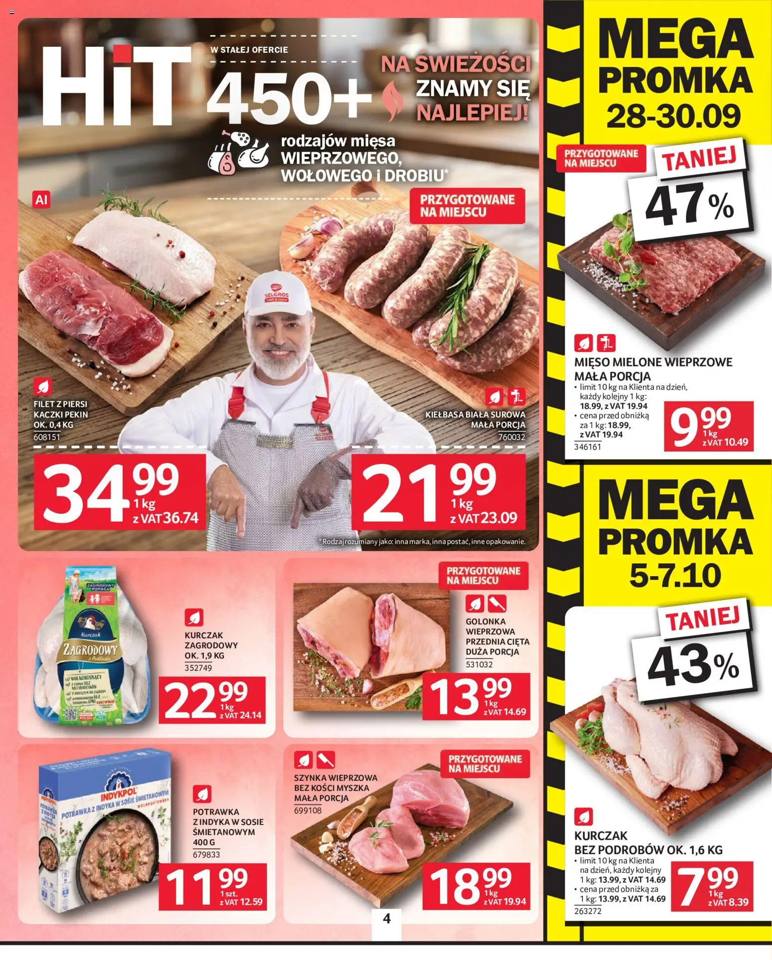 Selgros cash&carry gazetka od 24.09.2026 | Strona: 4 | Produkty: Kiełbasa, Golonka, Kurczak, Mięso