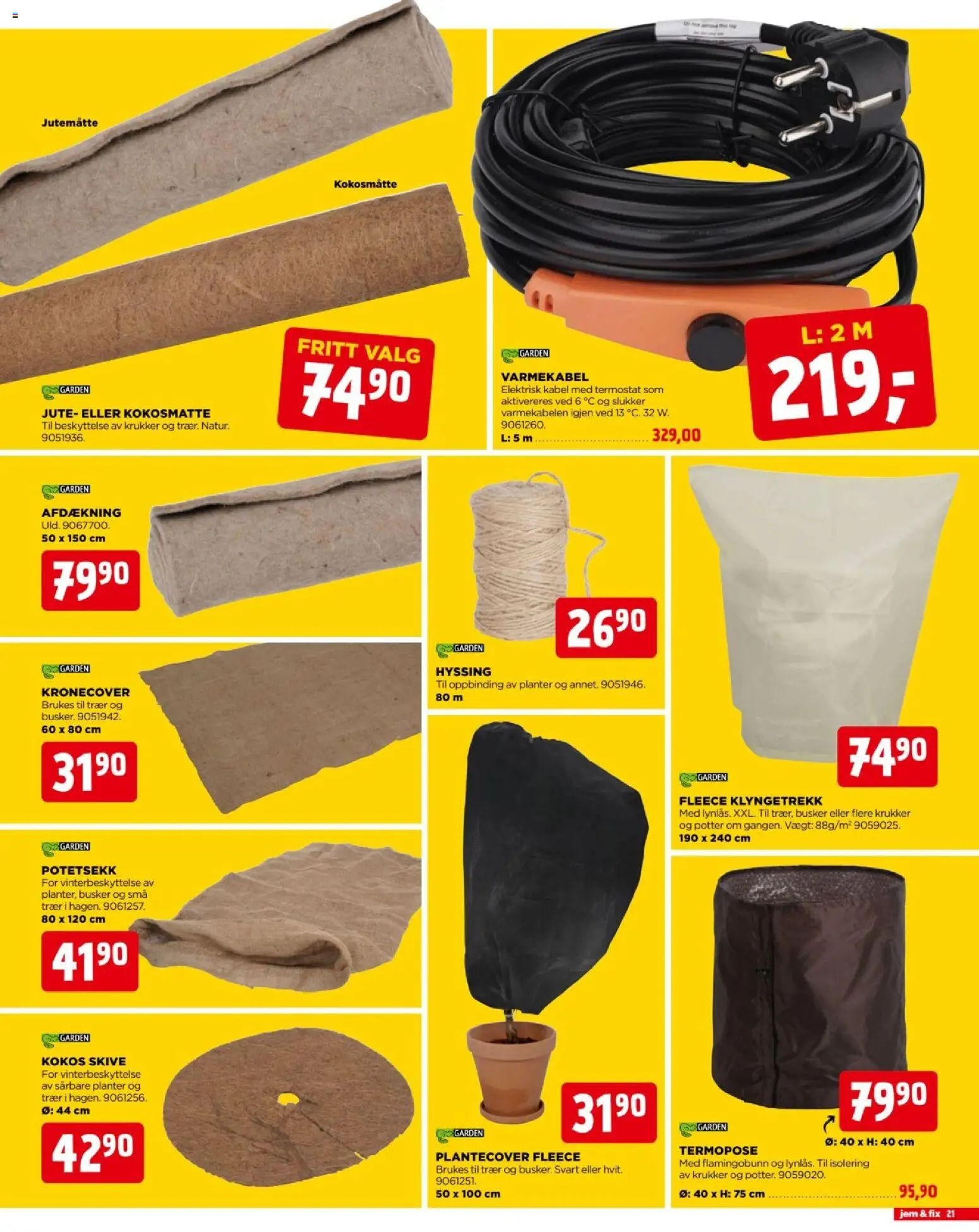 {H1} | Side: 21 | Produkter: Planter, Ved, Kabel