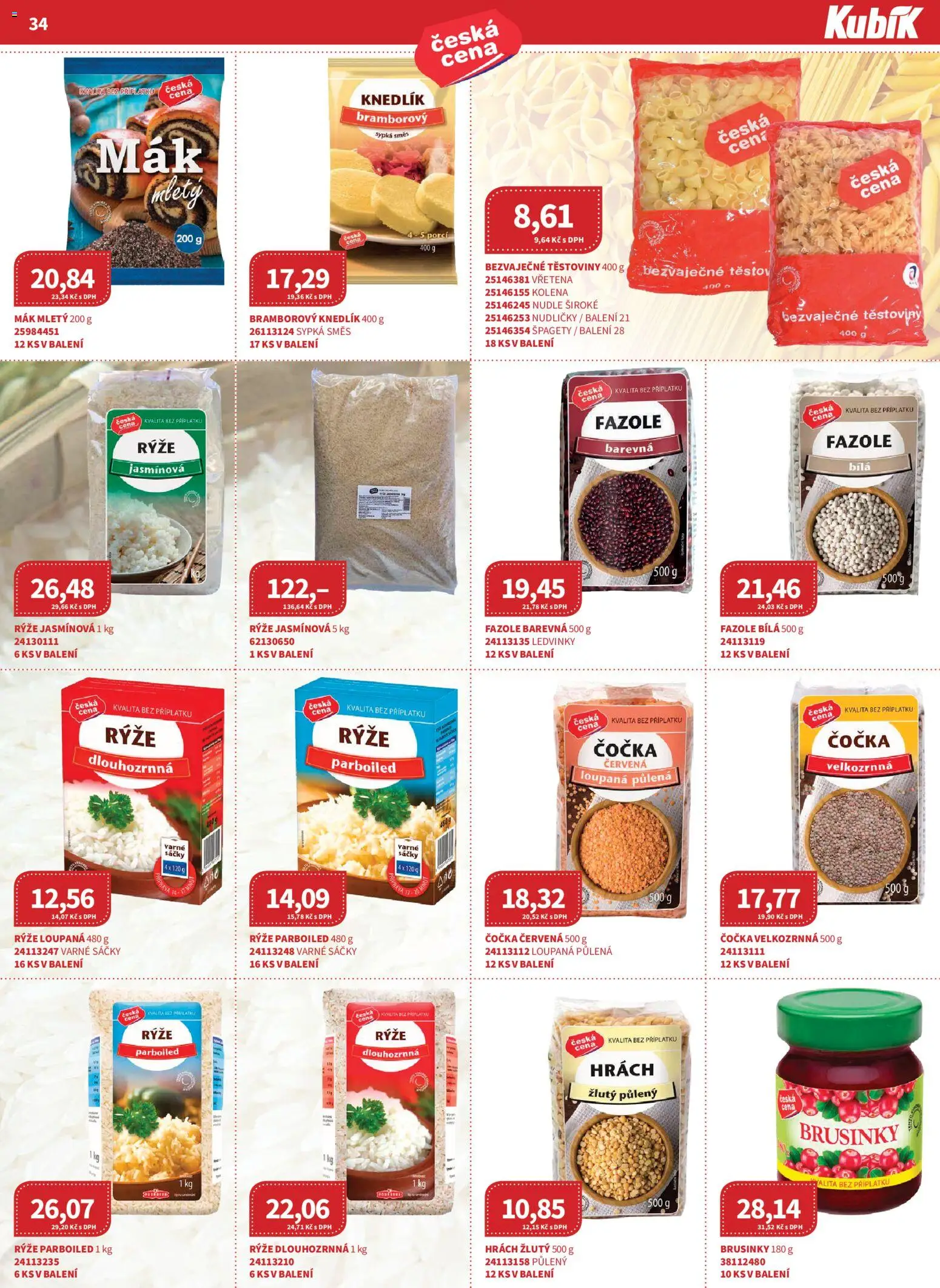 Kubík leták - Velkoobchod 08/2026 od 01.08.2026 | Strana: 34 | Produkty: Čočka, Bramborový knedlík, Rýže, Mák mletý