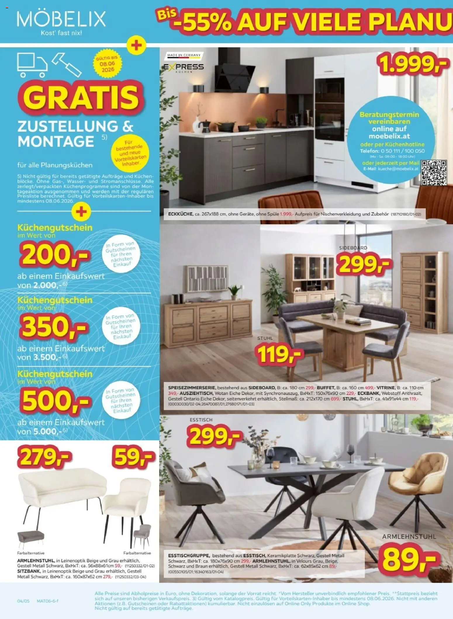 Möbelix Angebote gültig ab 01.06.2026 | Seite: 4 | Produkte: Wasser, Telefon, Uhr, Stuhl