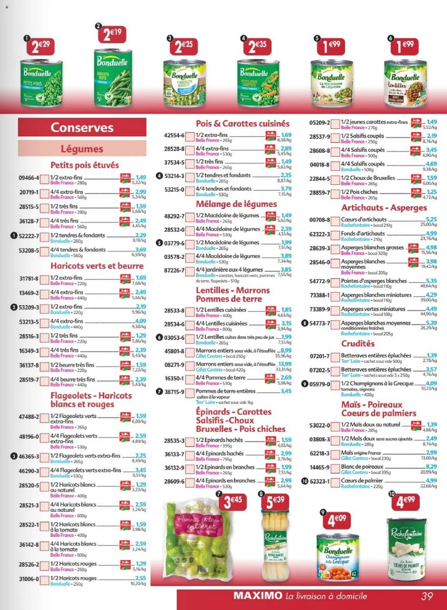 {H1} | Page: 39 | Produits: Jardinière, Haricots rouges, Pois chiches, Palmier