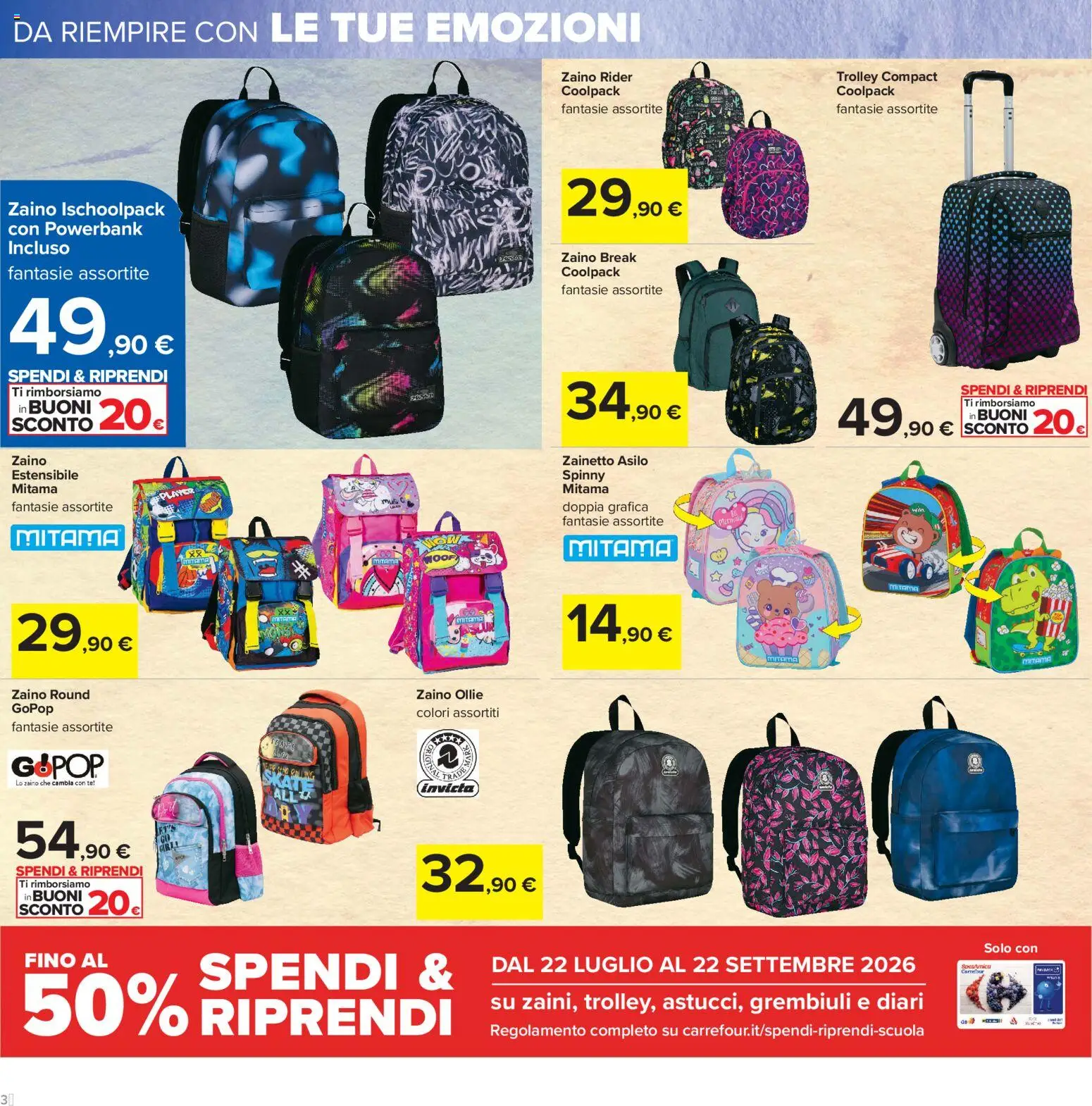 Volantino Carrefour del 20/08/2026 | Pagina: 34 | Prodotti: Tè, Zaino, Trolley