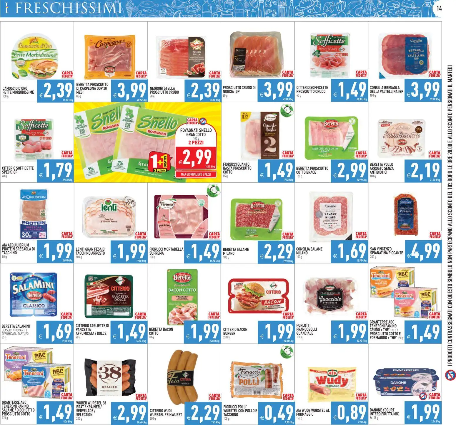 Volantino PIM Supermercati del 29.04.2026 | Pagina: 14 | Prodotti: Speck, Prosciutto Cotto, Mortadella, Guanciale