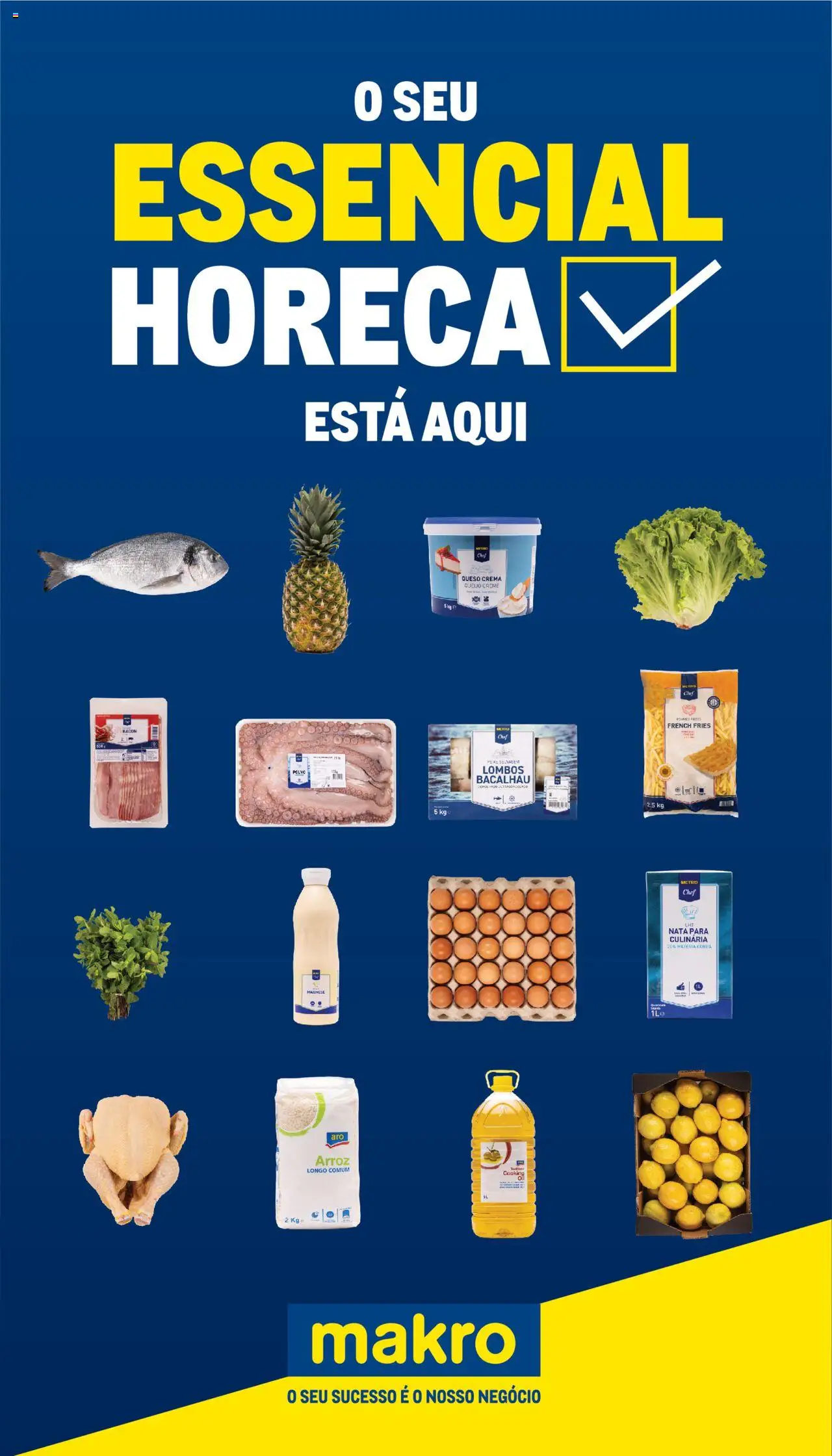 Makro - Guia Essenciais │ válido de 01/07/2025 | Página: 1 | Produtos: Bacalhau, Cream cheese, Arroz, Nata