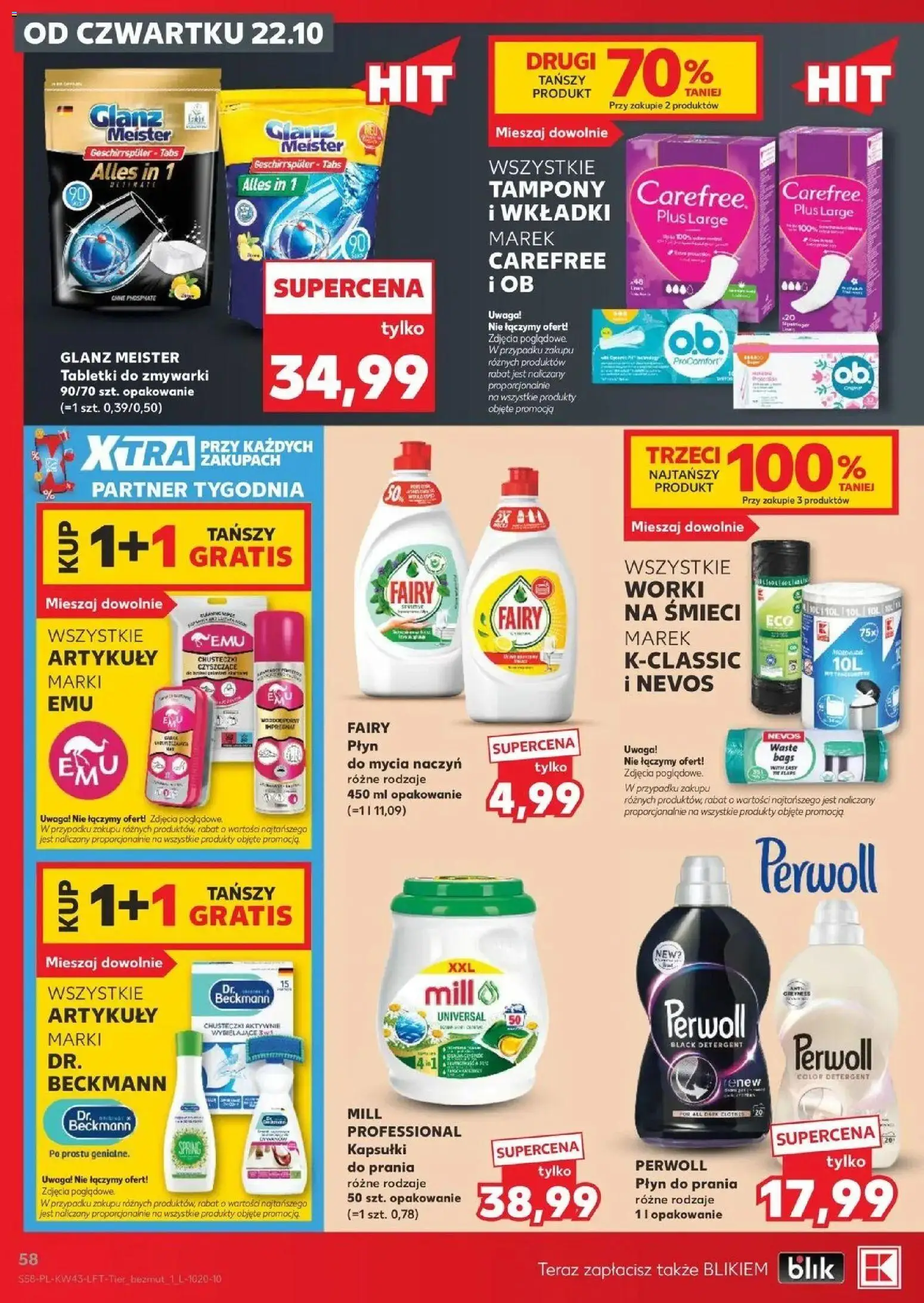 Kaufland aktualna gazetka od 22.10.2026 - od jutra PDF | Strona: 58 | Produkty: Tampony, Kapsułki do prania, Detergent, Płyn do mycia naczyń