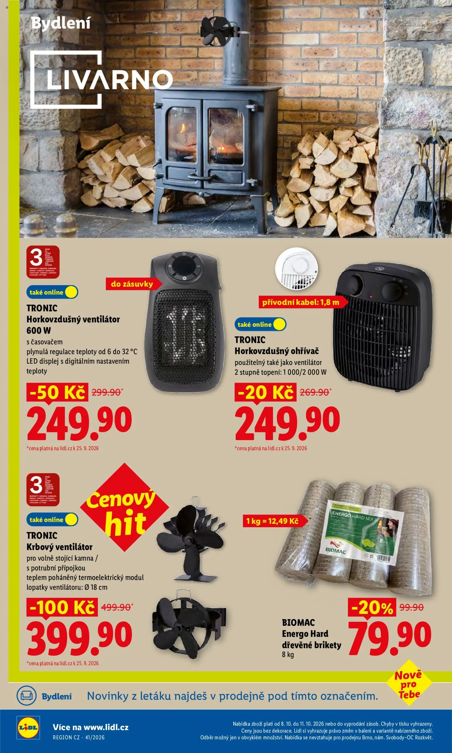 Lidl leták od 08.10.2026 | Strana: 45 | Produkty: Horkovzdušný ventilátor, Kabel, Ventilátor, LED