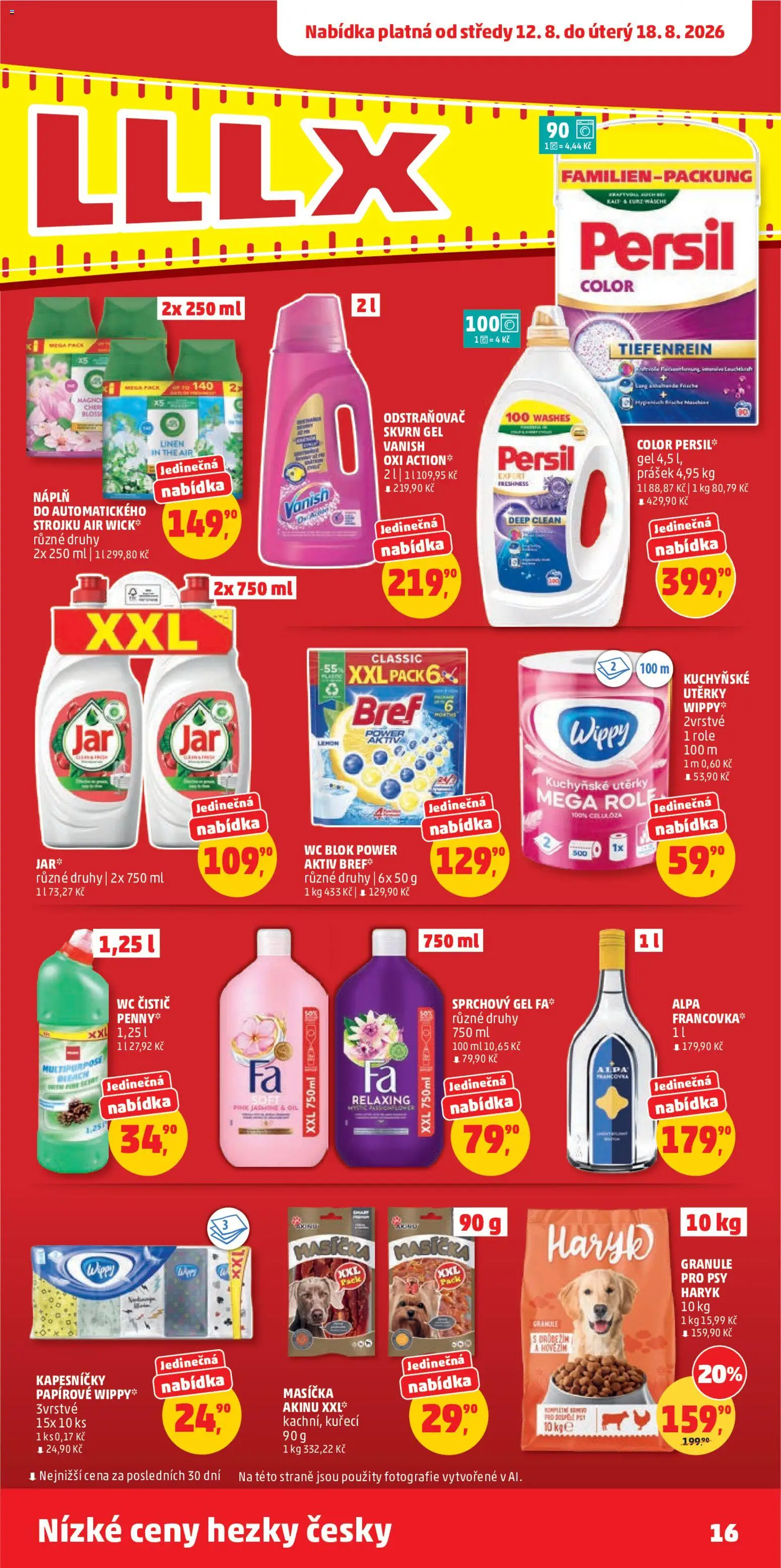 Penny Market leták od 12.08.2026 | Strana: 16 | Produkty: Persil gel, Wc blok, Blok, Alpa