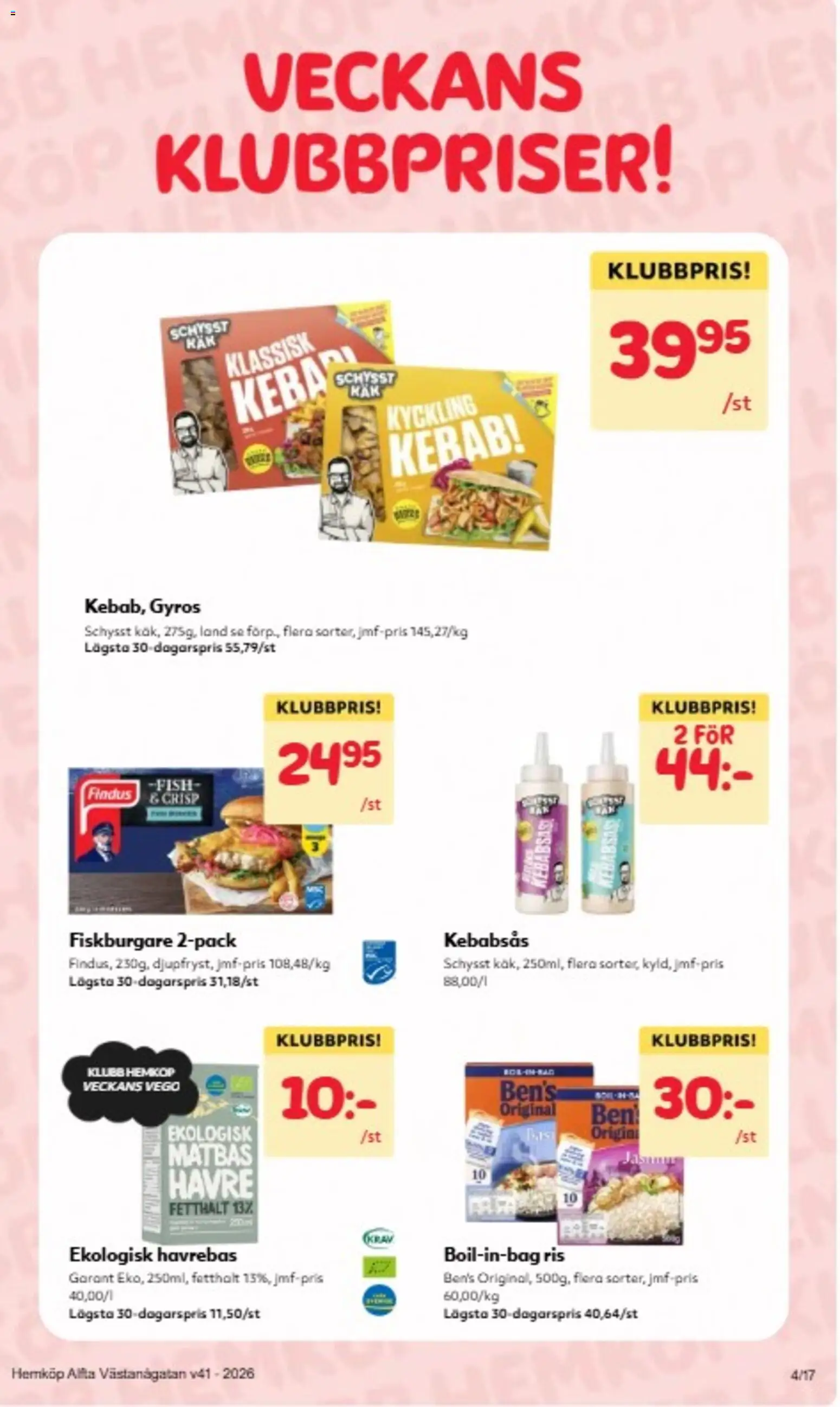 Hemköp reklamblad aktuell från 05/10/2026 | Sida: 4 | Produkter: Kebabsås, Ris, Gyros, Kyckling