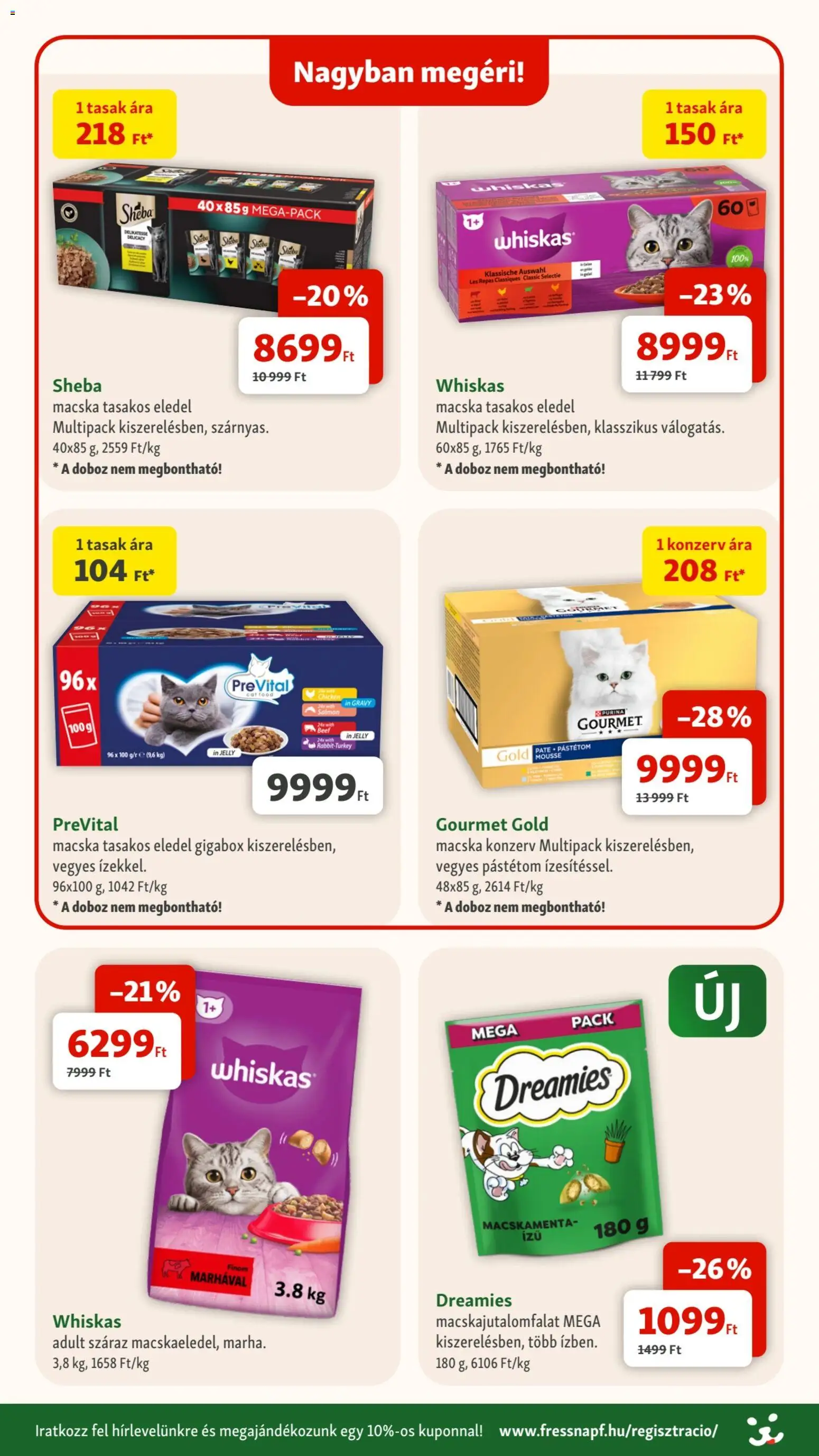 Fressnapf akciós ujság - amely érvényes a következő dátumtól: 2026.03.05. | Oldal: 8 | Termékek: Whiskas, Prevital, Gourmet, Pástétom