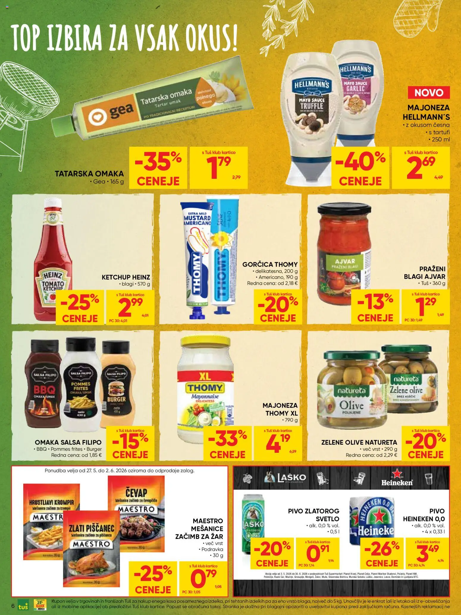 Novi Tuš katalog ponudbe – veljaven od 27.05.2026 | Stran: 6 | Izdelki: Zar, Pivo, Krompir, Majoneza