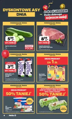 Pogląd oferty "Mleko UHT 3,2% bez laktozy Łaciate, Mleko UHT 3,2% bez laktozy Łaciate 1l. Cena za 1 szt. przy zakupie 2 szt. 3,99/1 szt." - ważna od 12.10.2026 | Strona: 4