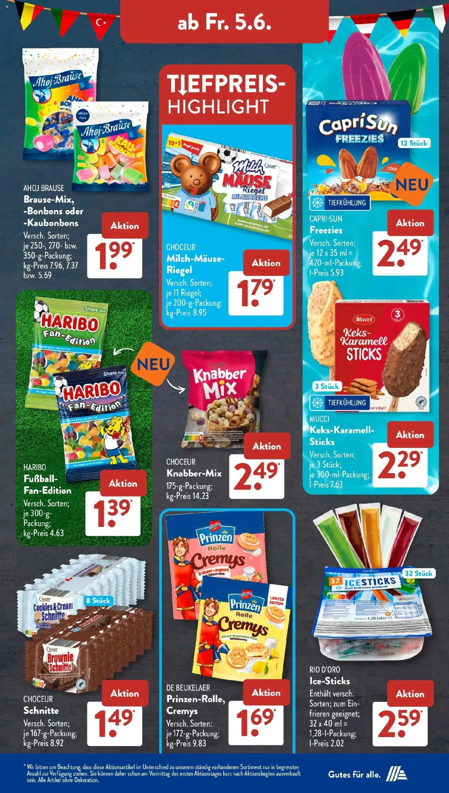 Aldi Süd Wochenangebote – gültig ab 01.06.2026 | Seite: 22 | Produkte: Haribo, Cola, Milch, Fußball