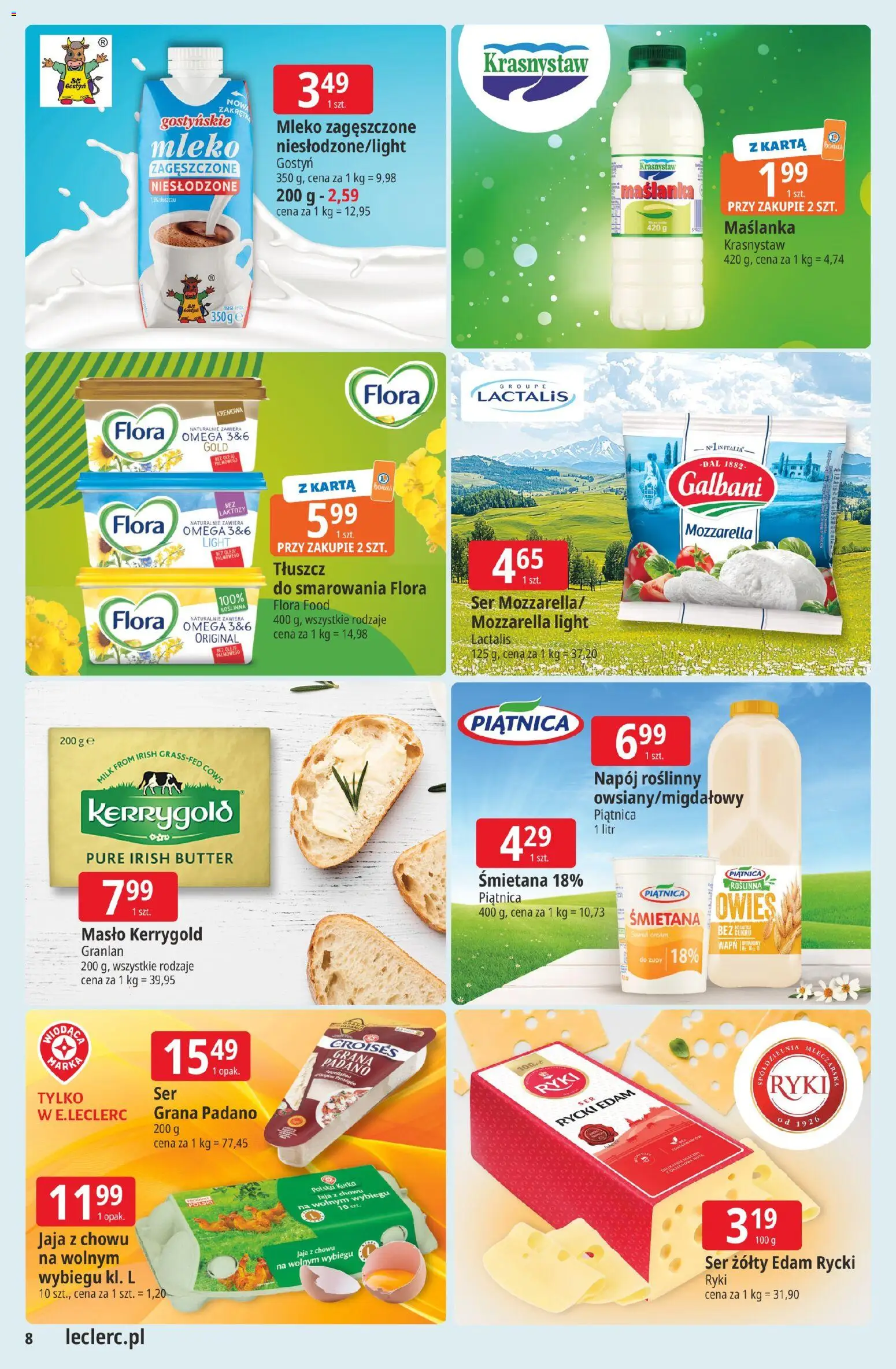 E.Leclerc gazetka - Tychy od 19.05.2026 | Strona: 8 | Produkty: Karta, Maślanka, Mleko, Ser