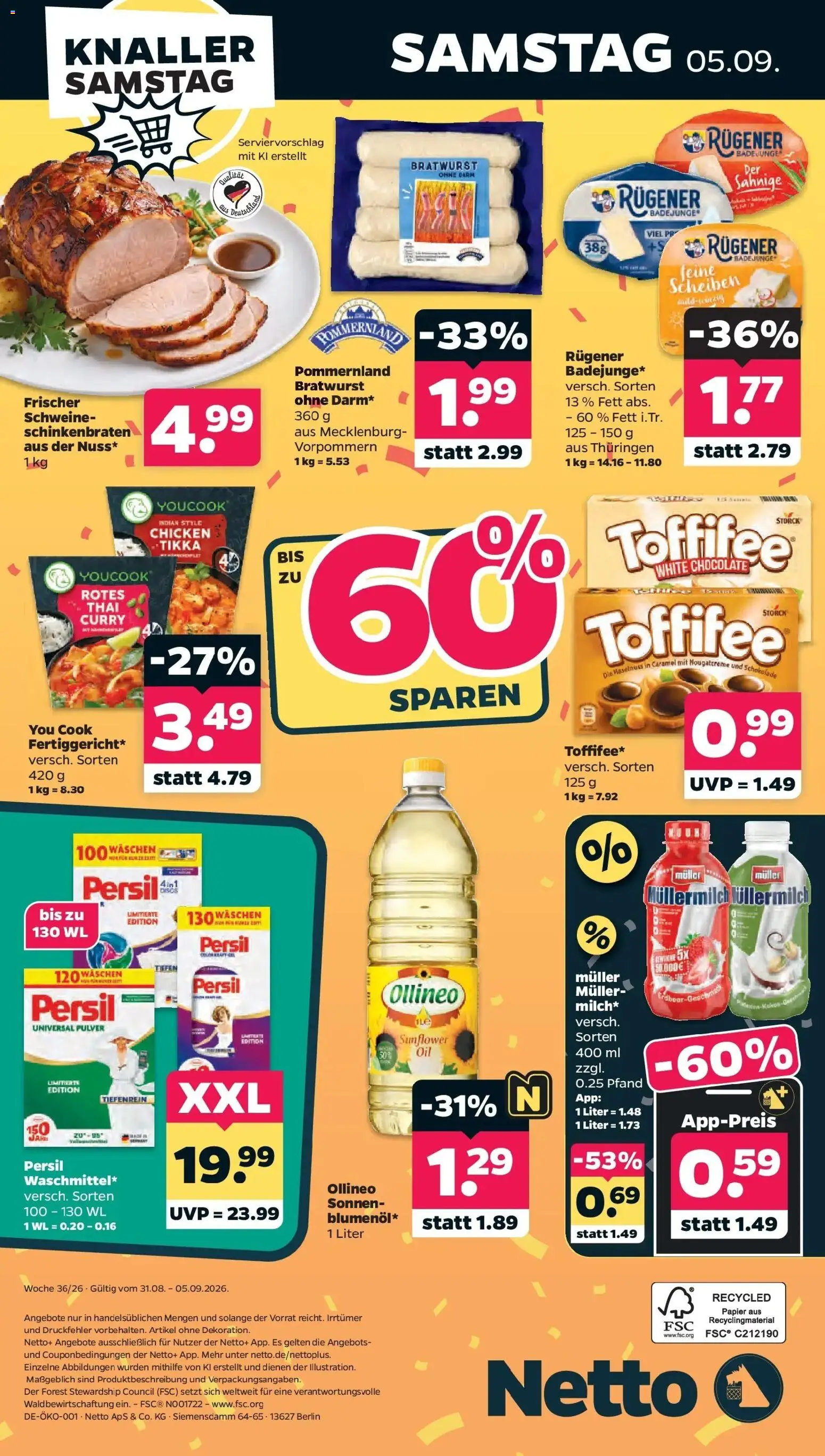 Netto Aktueller Prospekt – gültig ab 30.08.2026 | Seite: 48 | Produkte: Youcook, Schokolade, Bratwurst, Toffifee