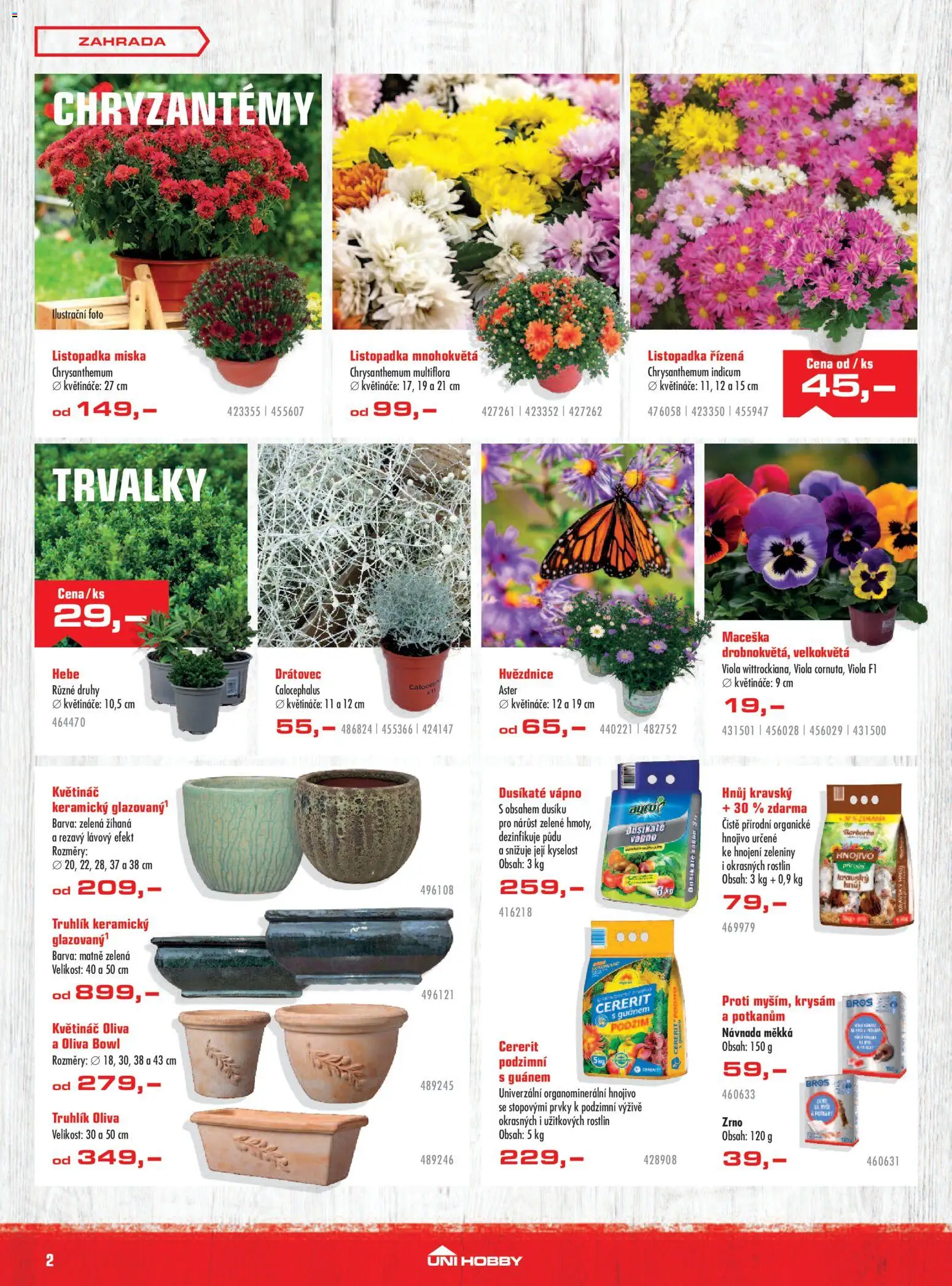 Uni Hobby leták od 27.08.2026 | Strana: 2 | Produkty: Zahrada, Miska, Hnojivo, Květináč