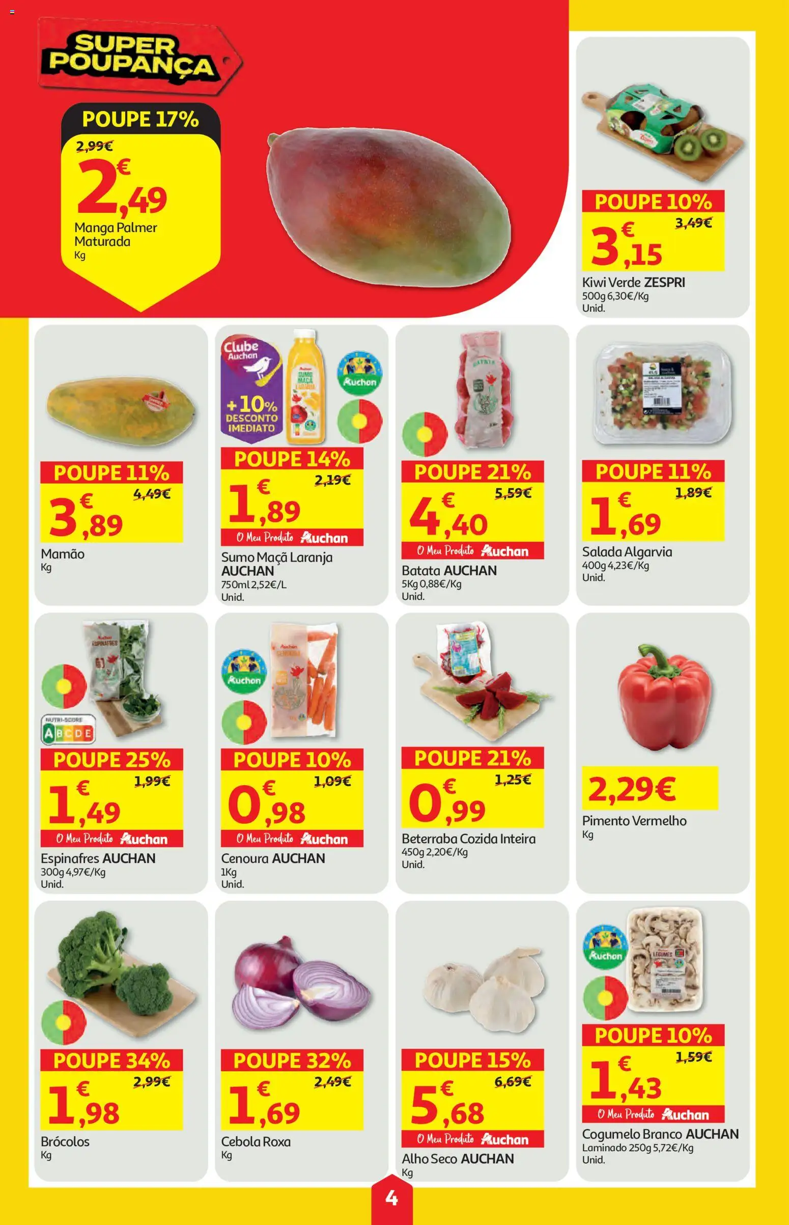 Auchan folheto │ válido de 25/06/2026 | Página: 4 | Produtos: Brócolos, Batata, Maça, Mamão