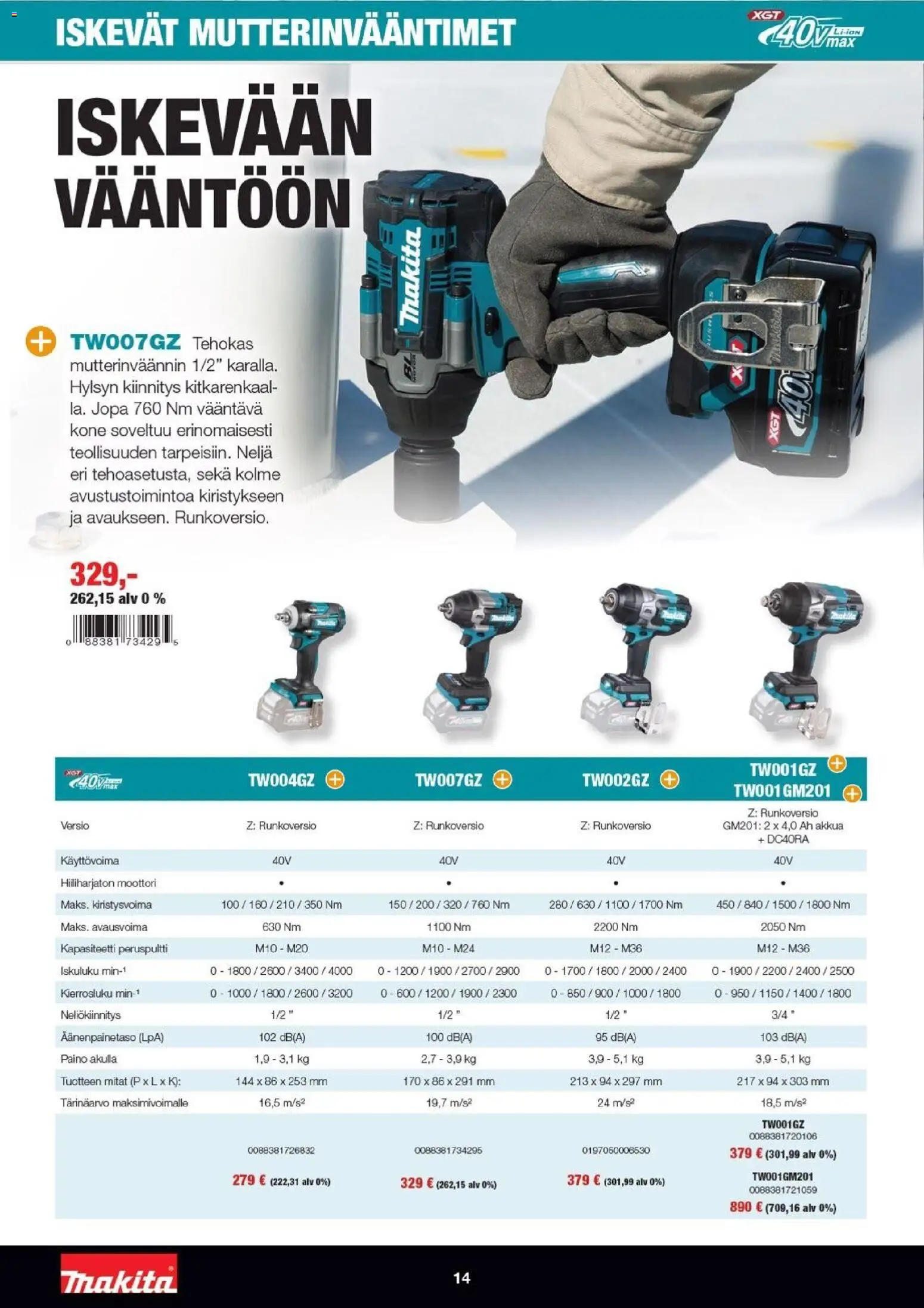 Makita tarjoukset - XGT esite 2026 – voimassa 07.04.2026 alkaen | Sivu: 14