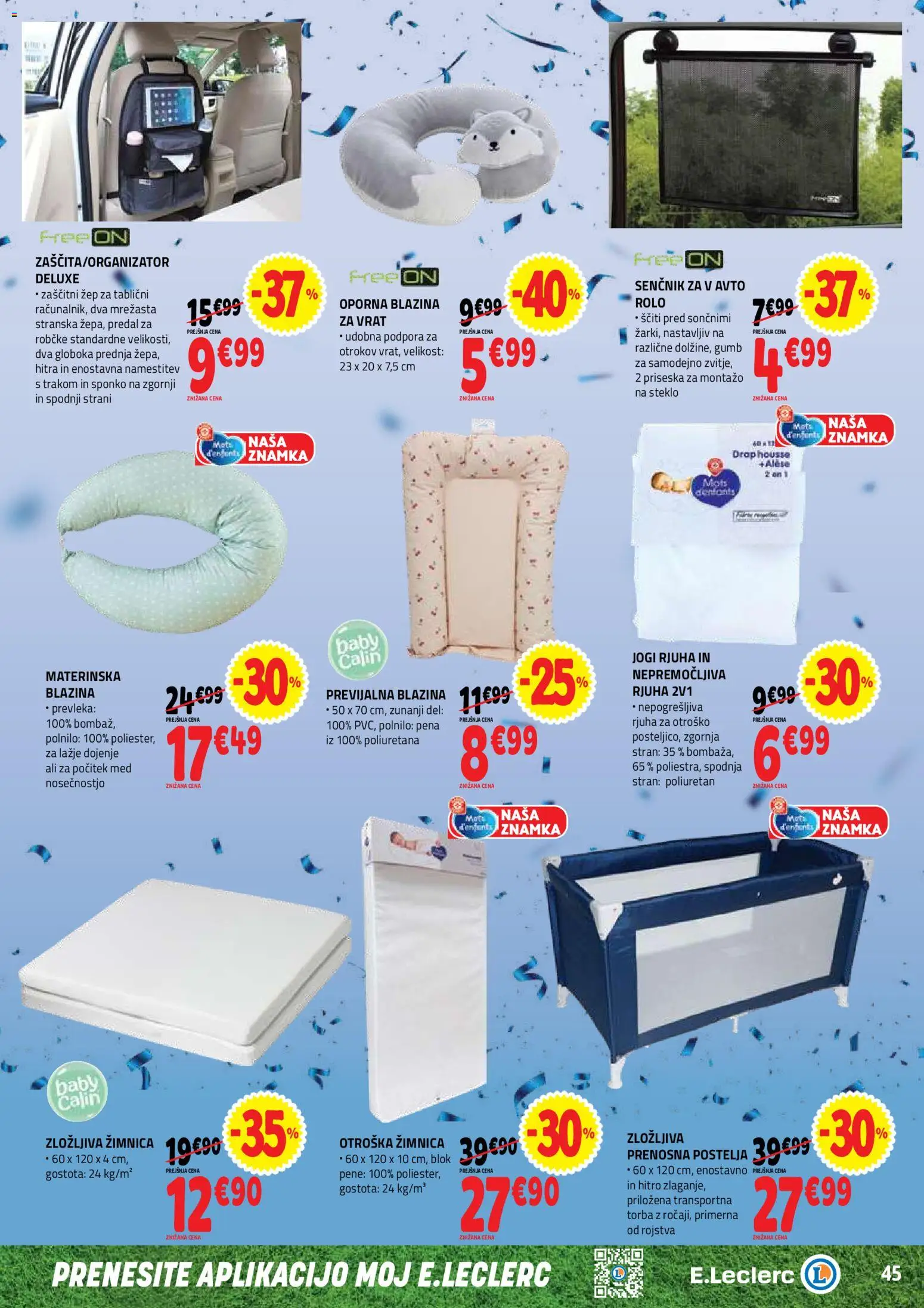 Novi E.leclerc katalog ponudbe – veljaven od 17.06.2026 | Stran: 45 | Izdelki: Senčnik, Prevleka, Blazina, Blok