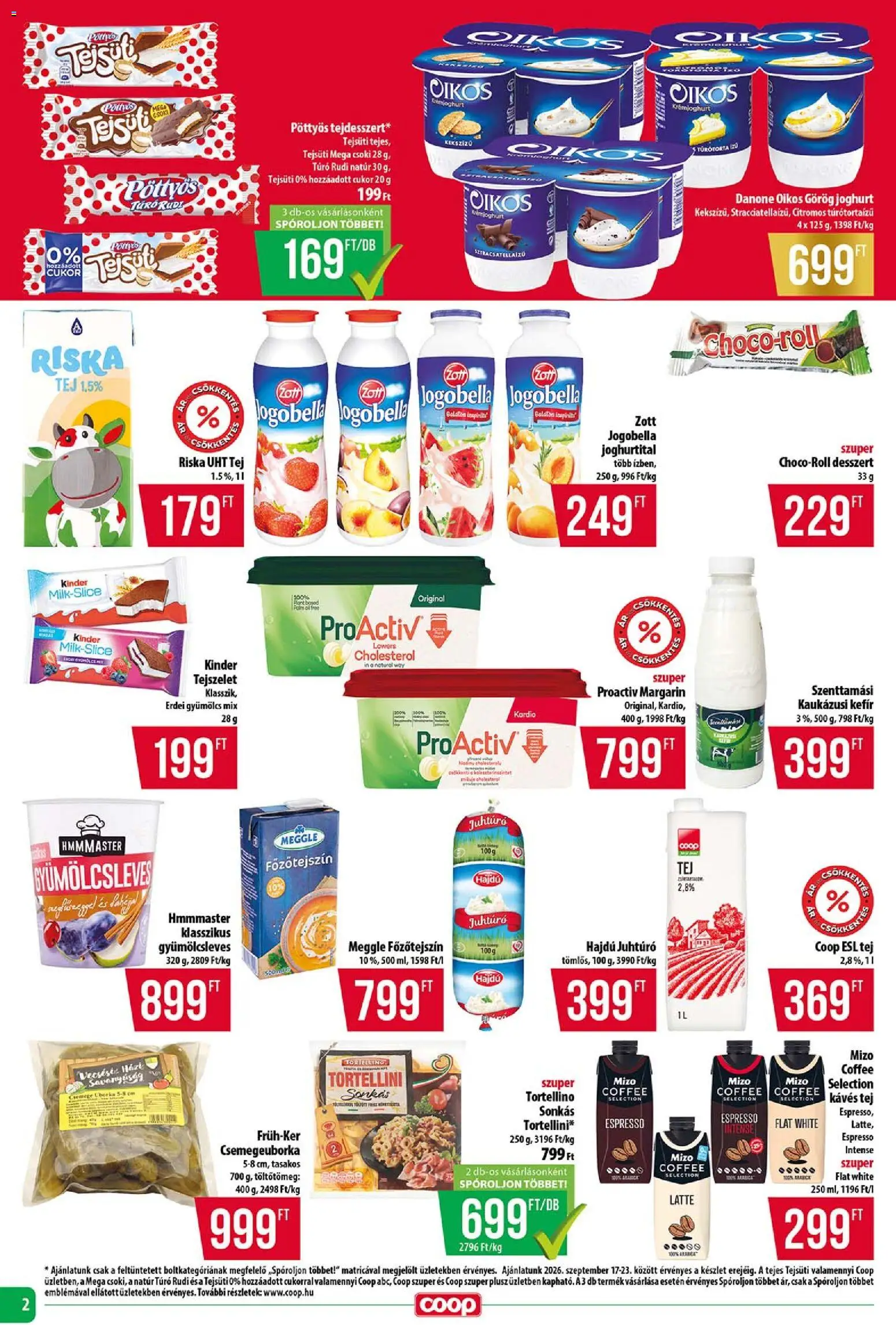 COOP akciós ujság - amely érvényes a következő dátumtól: 2026.09.17. | Oldal: 2 | Termékek: Görög joghurt, Tejszelet, Csemegeuborka, Uborka