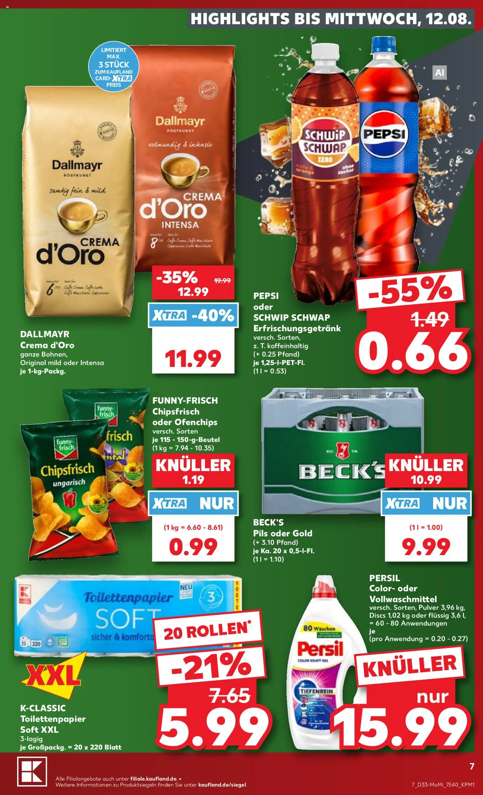 Kaufland Prospekt Berlin – gültig ab 10.08.2026 | Seite: 7 | Produkte: Dallmayr, Pepsi, Persil, Toilettenpapier