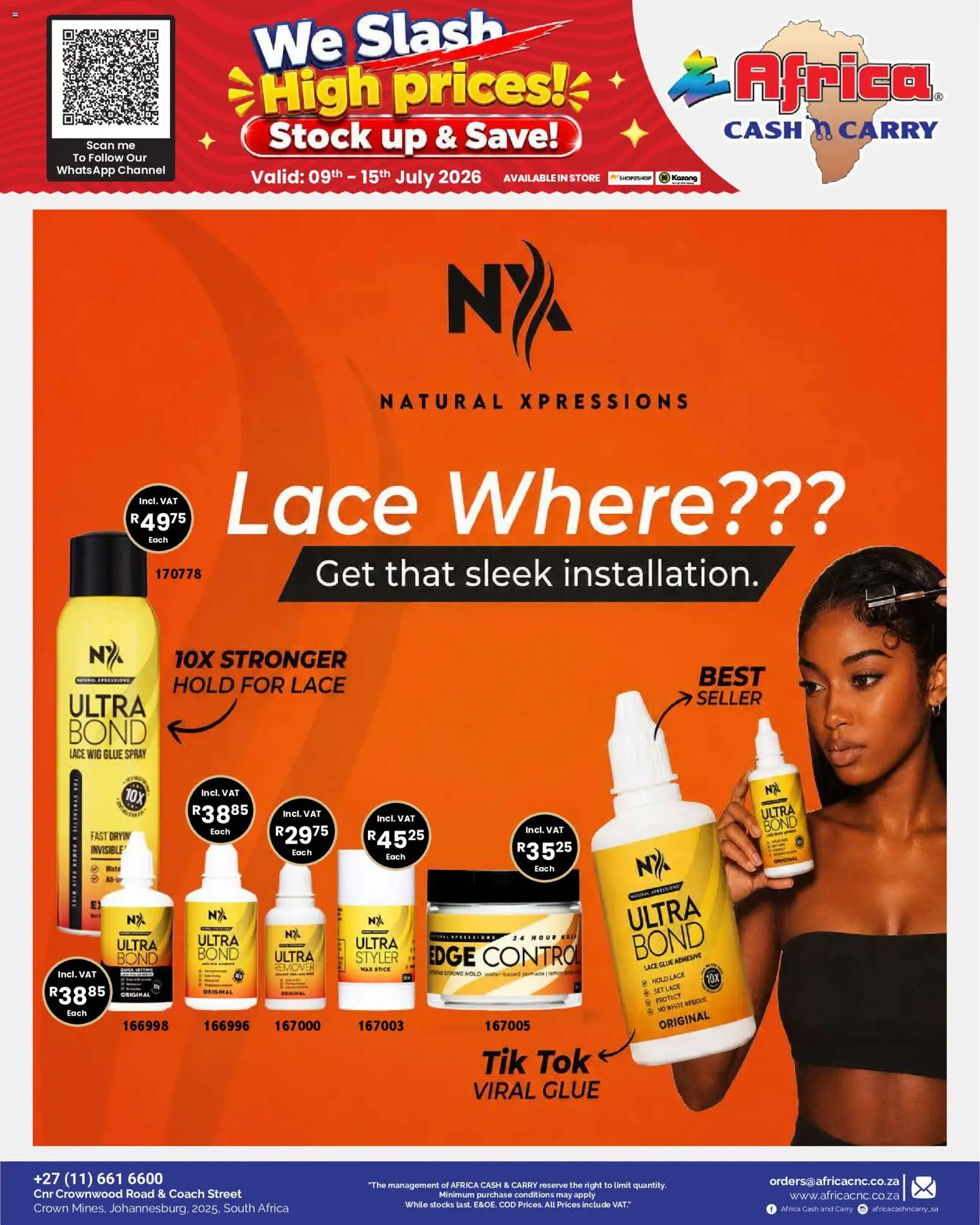 New Africa Cash & Carry catalogue – valid from 09/07/2026 | Page: 56 | Products: Wax, Adhesive, Stock
