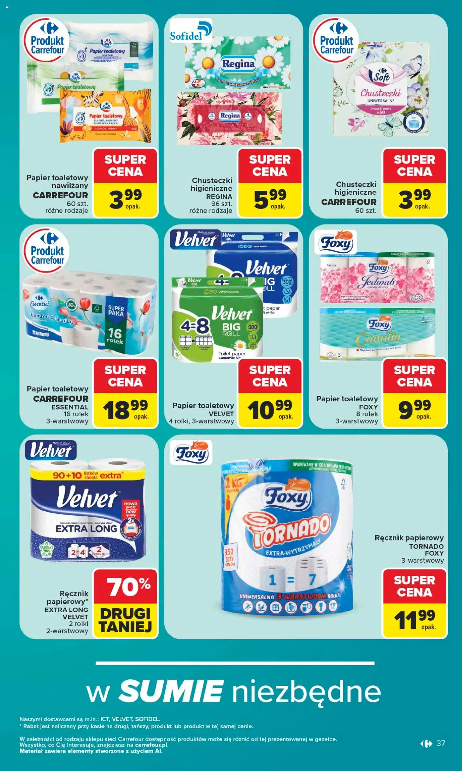 Carrefour gazetka od 06.07.2026 | Strona: 37 | Produkty: Papier toaletowy, Rolki, Ręcznik papierowy