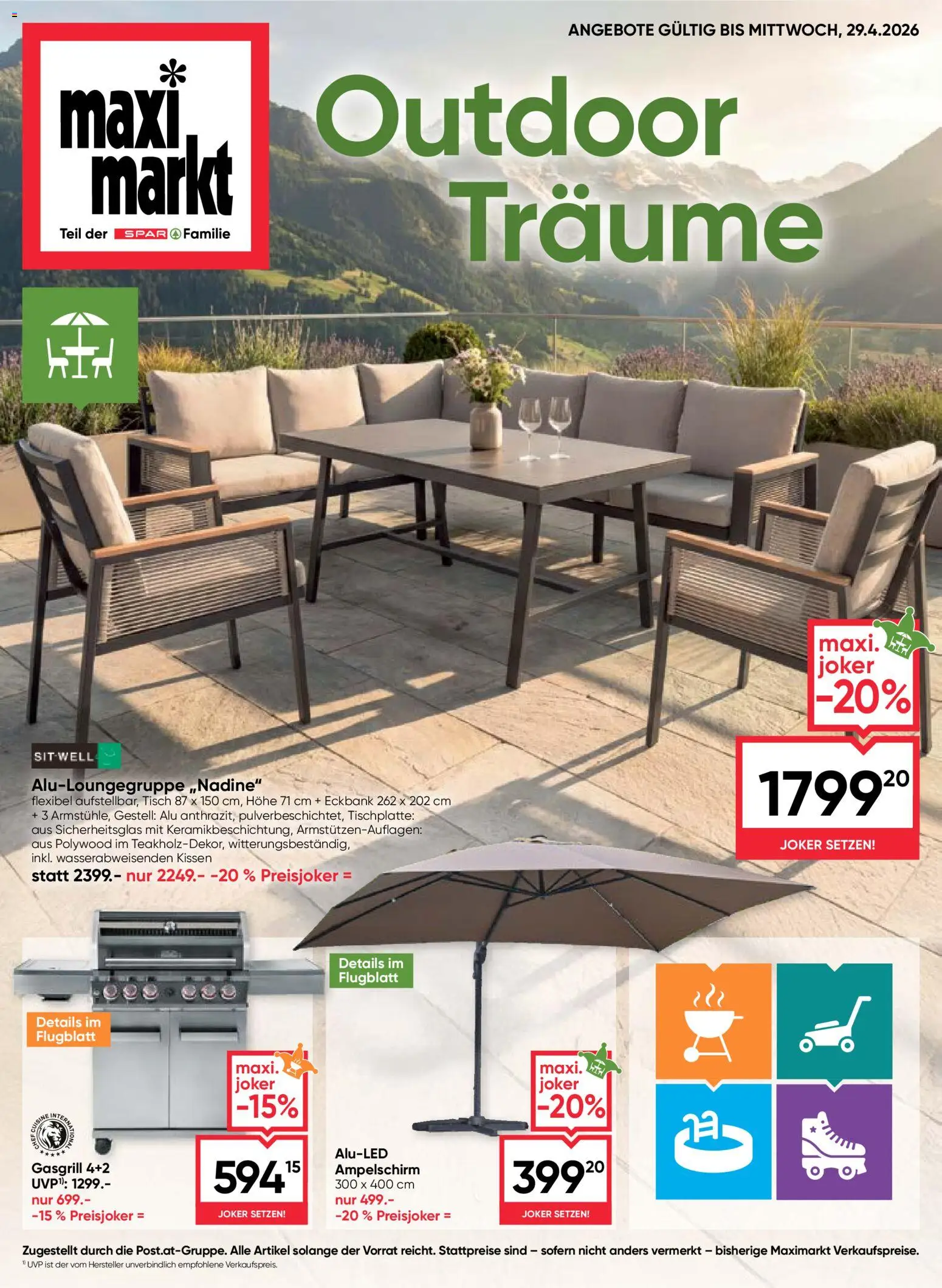 Maximarkt Outdoor Träume gültig ab 23.03.2026 | Seite: 1 | Produkte: Kissen, Tisch
