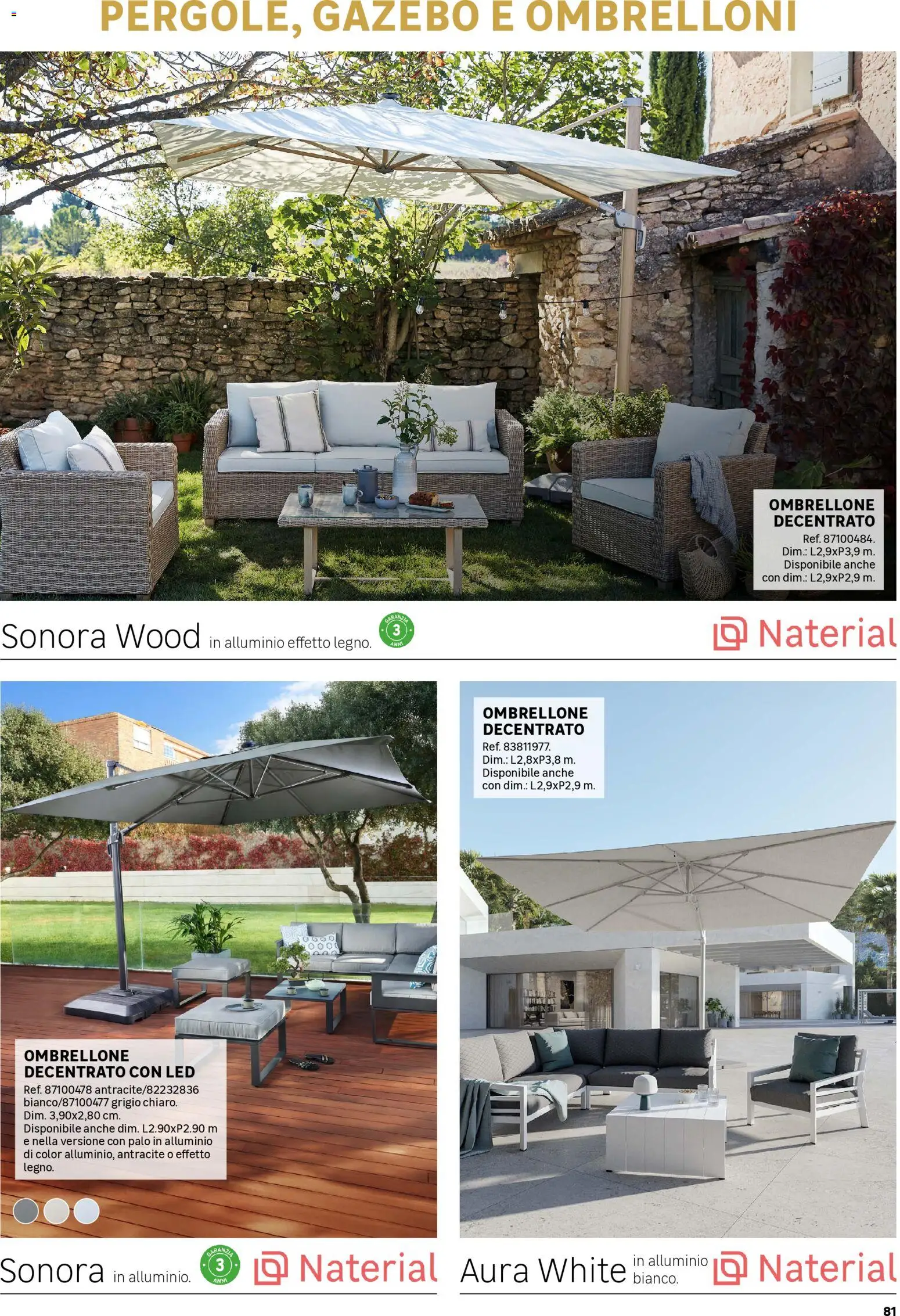 Volantino Leroy Merlin del 01/04/2026 | Pagina: 81 | Prodotti: Ombrellone, Gazebo, Alluminio