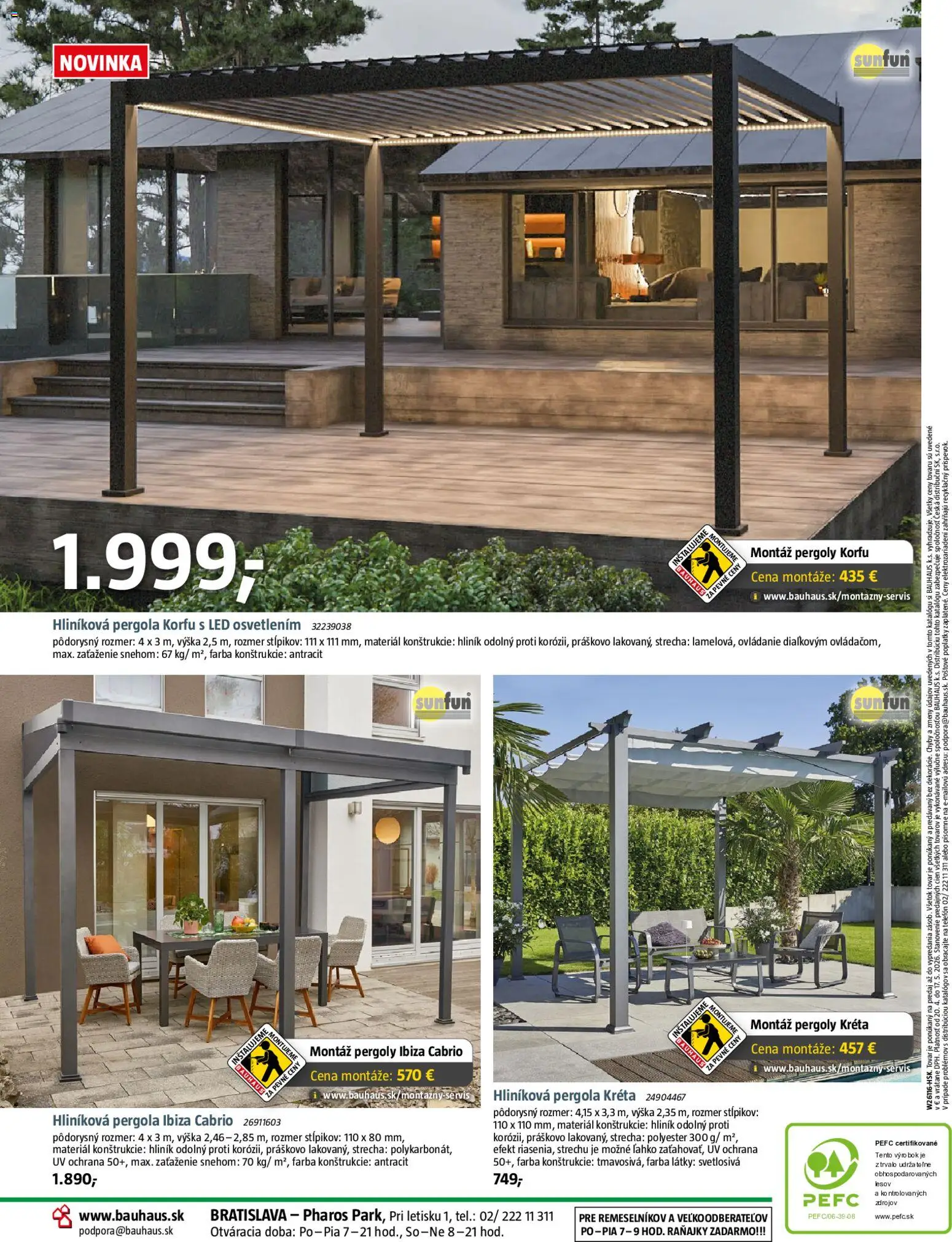 Nové Bauhaus akcie – leták je platný od 20.04.2026 | Strana: 20 | Produkty: Pergola, Telefón, Led