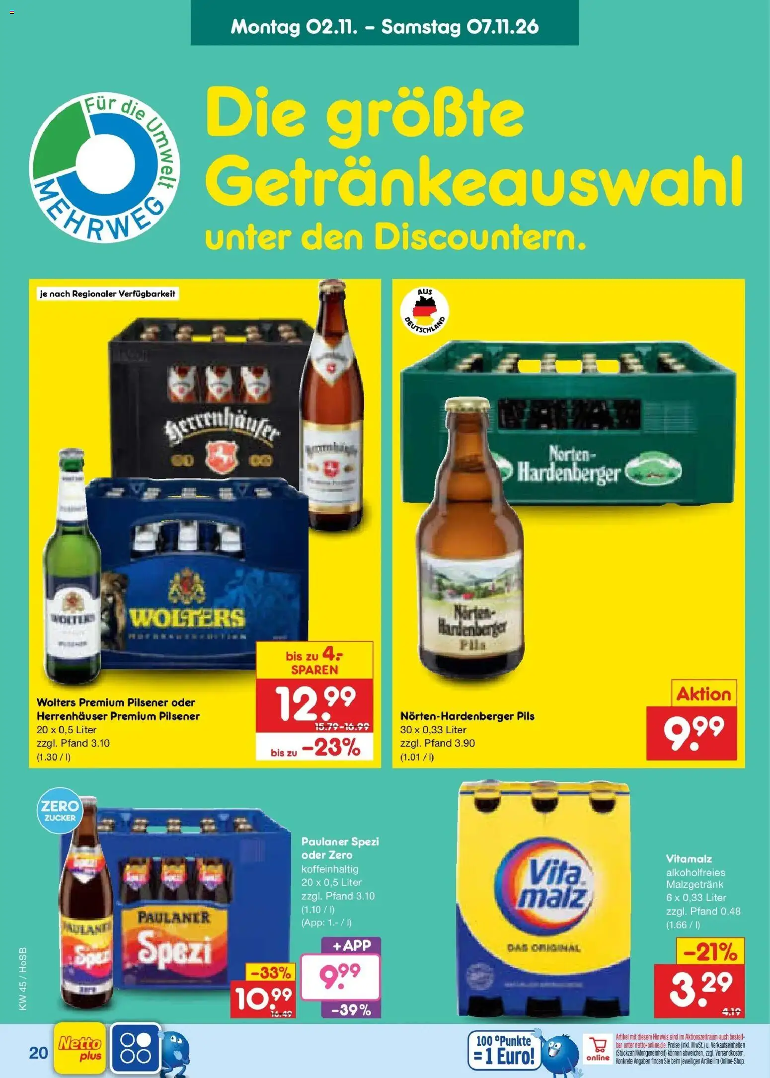 Netto Marken-Discount Prospekt Hannover (ab 02.11.2026) » Angebote | Seite: 30 | Produkte: Paulaner spezi, Pils, Zucker, Paulaner
